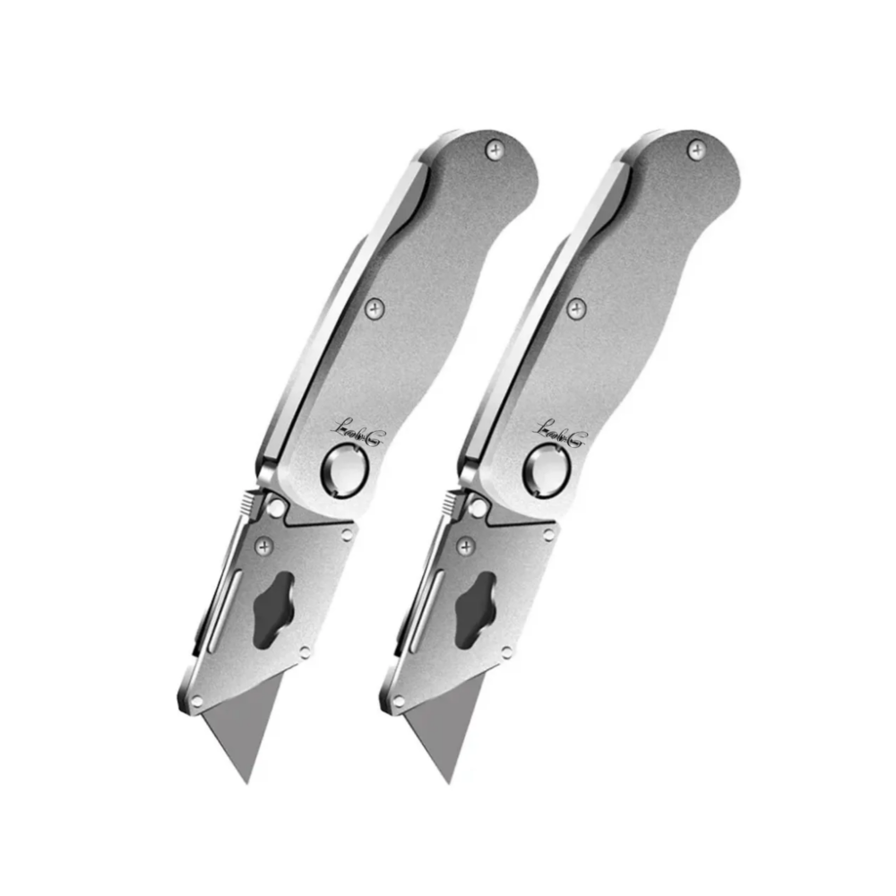 2pcs Navaja Multiusos Plegable+20 Hojas Intercambiables Lab.g, Plata