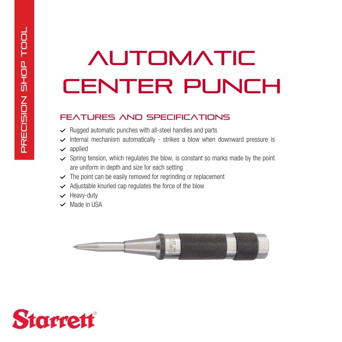 Foto 3 pulgar | Punzón Central Automático Starrett 18c 130 Mm De Longitud 17 Mm - Venta Internacional.