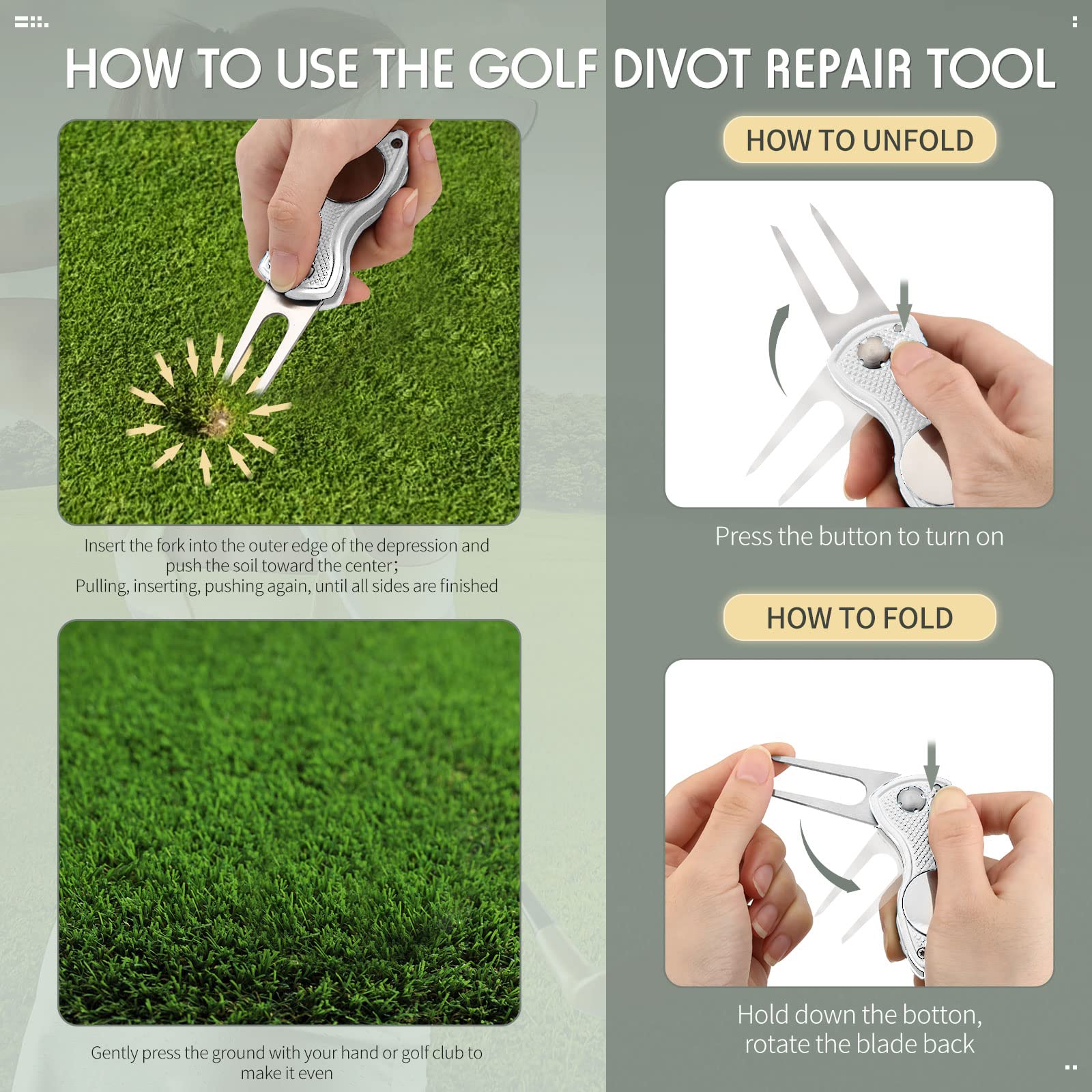 Foto 5 pulgar | Herramienta De Reparación Golf Divot Skylety Metal Con Marcador Magnético - Venta Internacional.