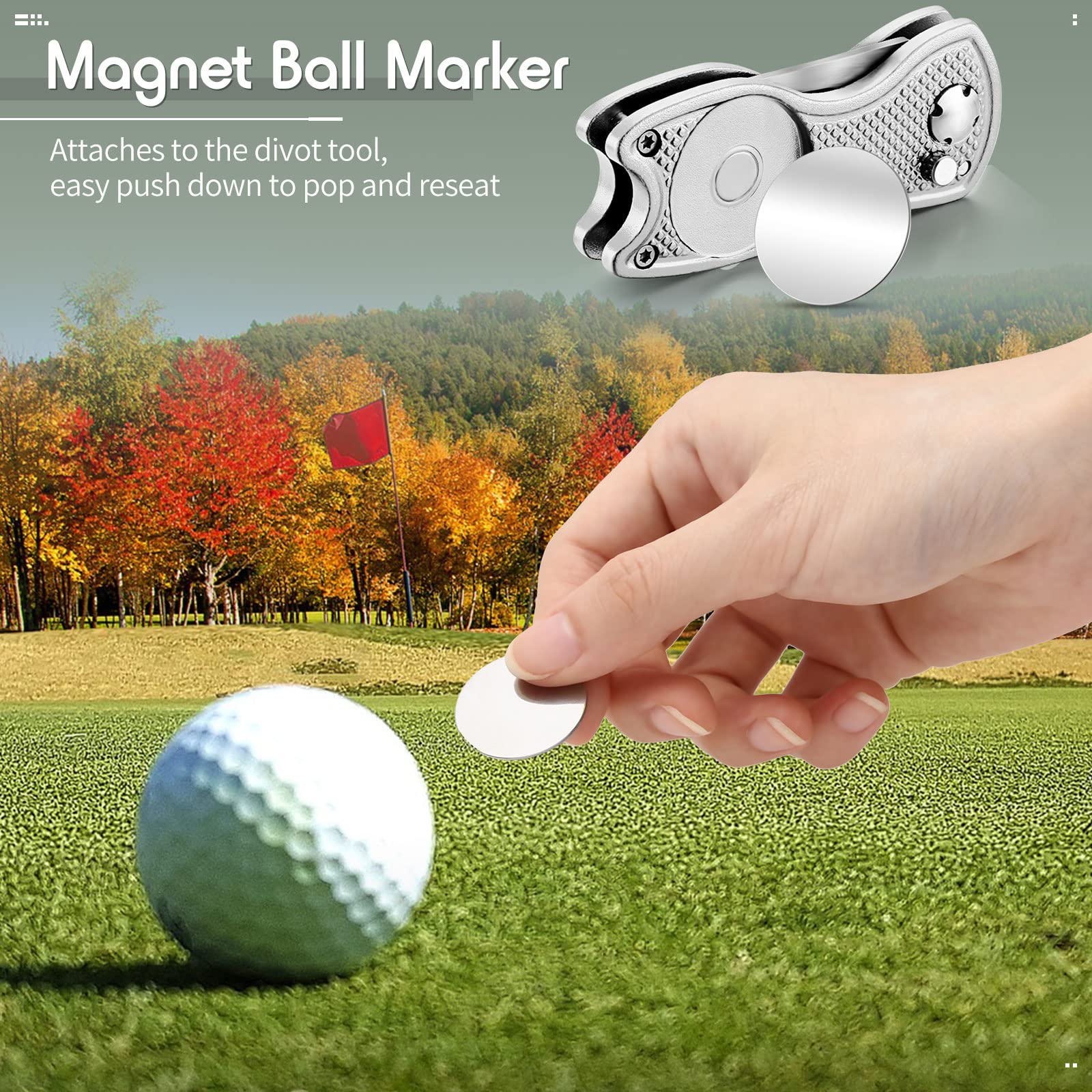 Foto 7 pulgar | Herramienta De Reparación Golf Divot Skylety Metal Con Marcador Magnético - Venta Internacional.