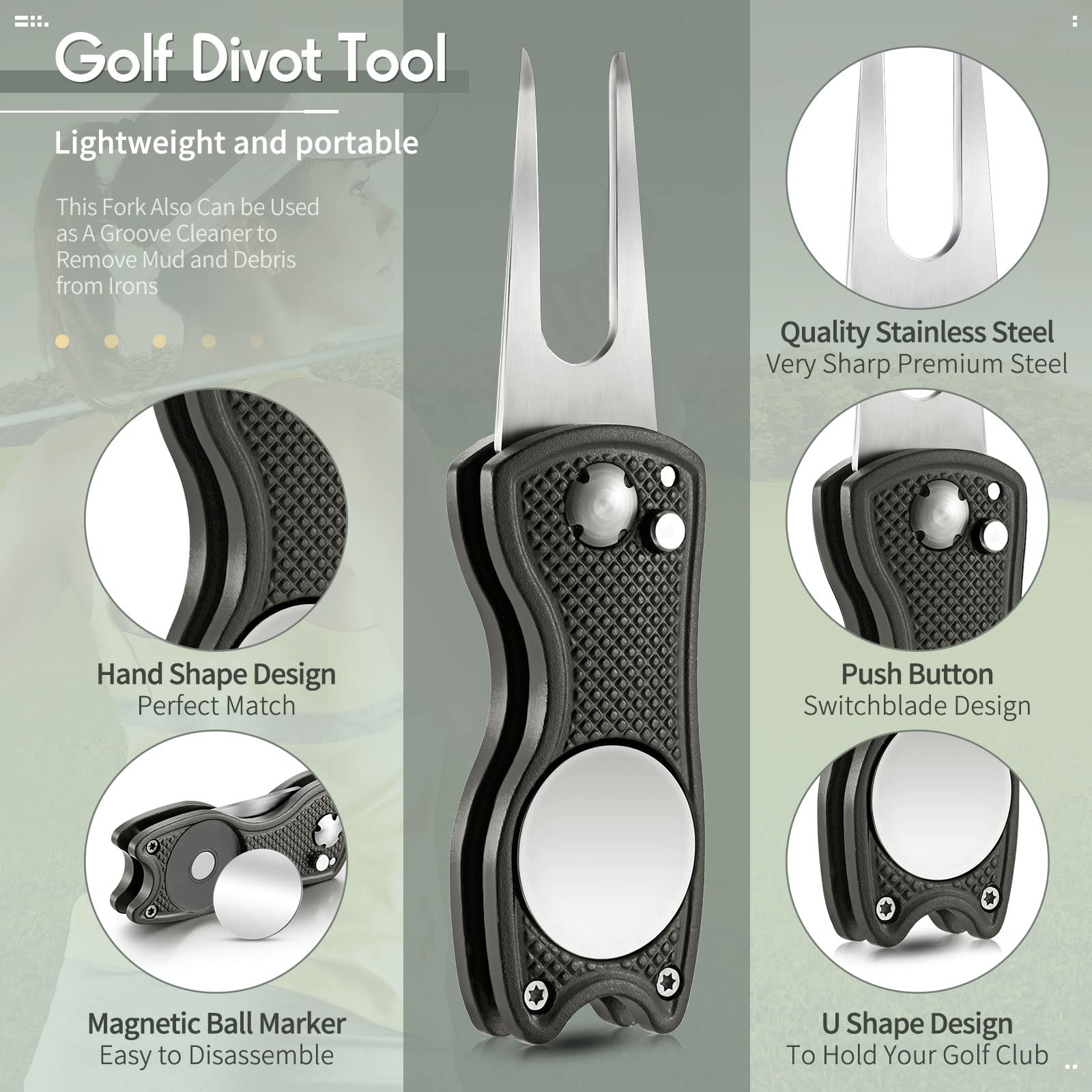 Foto 2 | Herramienta De Reparación Golf Divot Skylety Metal Con Marcador Magnético - Venta Internacional.