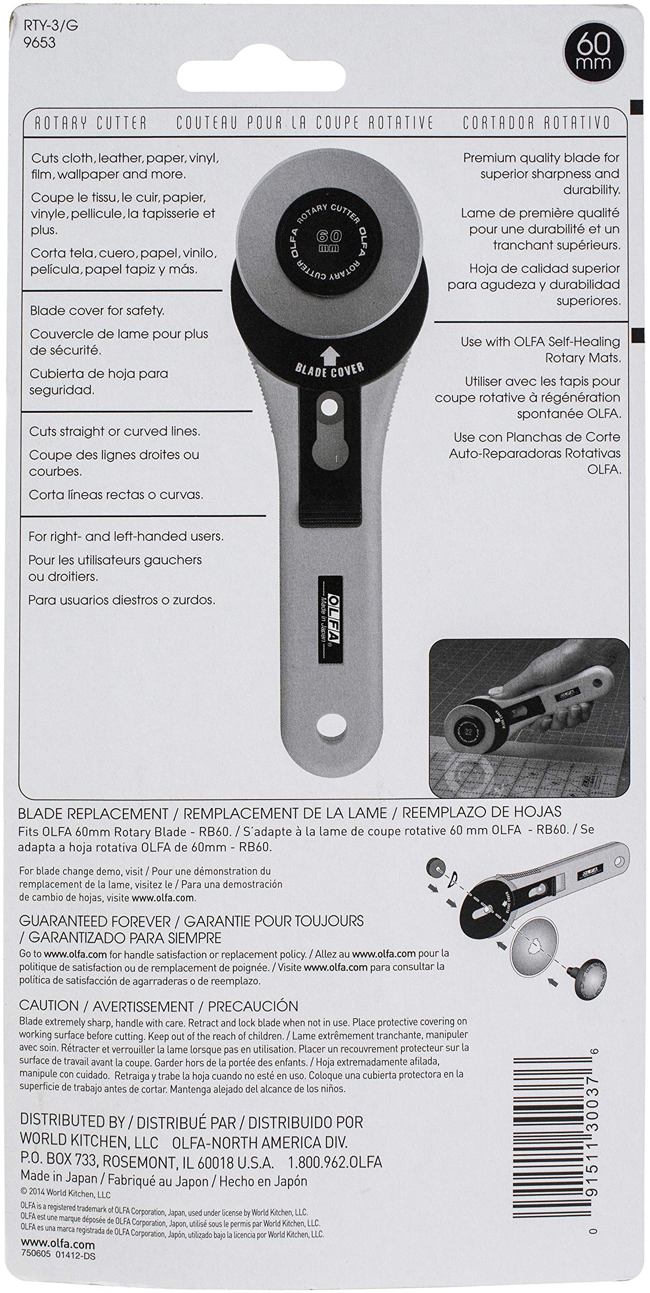 Foto 6 | Cortadora Rotativa Olfa Rty-3/g 60 Mm Con Mango Recto - Venta Internacional.
