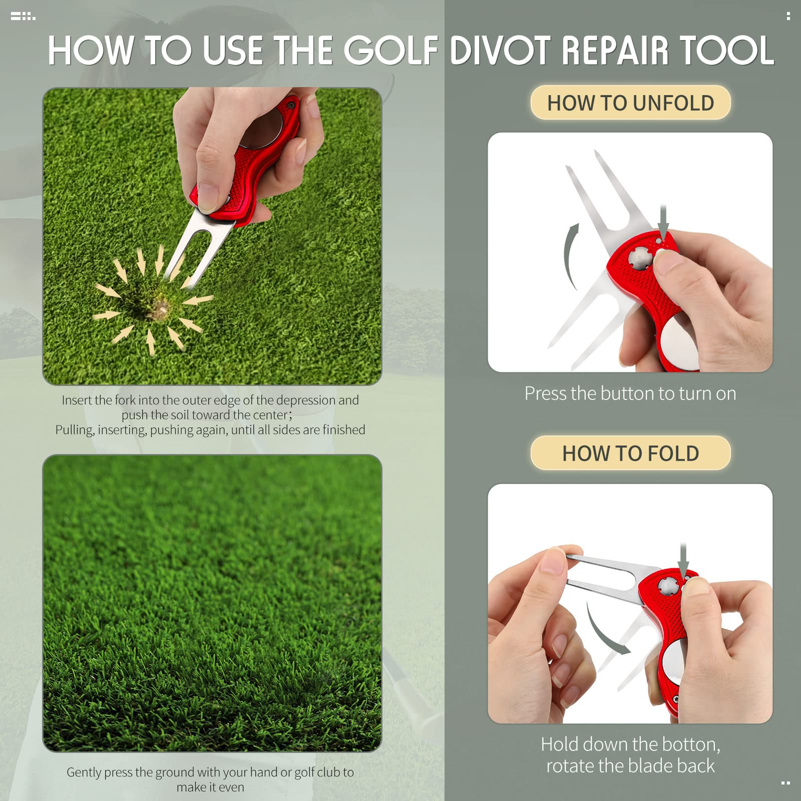 Foto 5 pulgar | Herramienta De Reparación Golf Divot Skylety Metal Con Marcador Magnético - Venta Internacional.