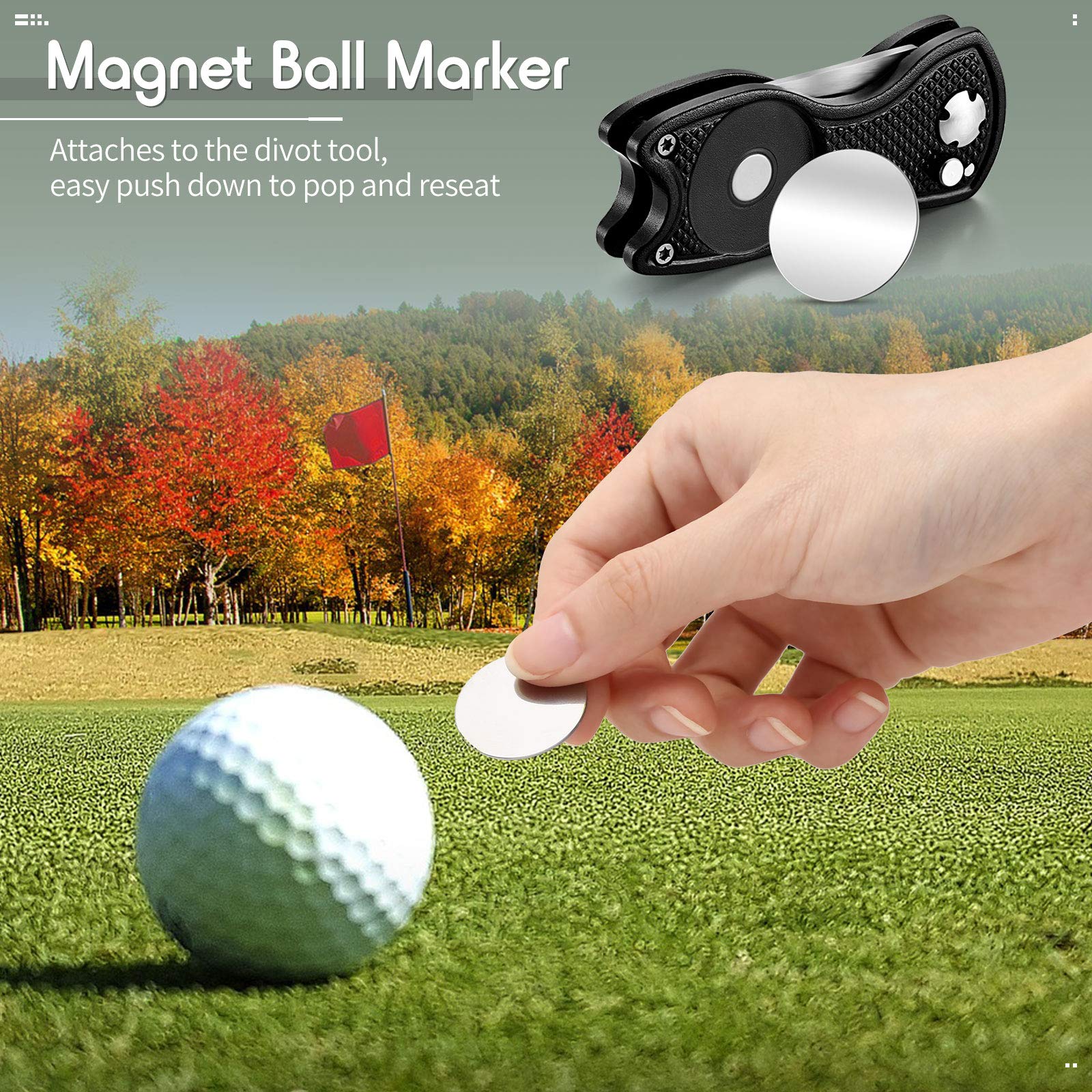 Foto 6 pulgar | Herramienta De Reparación Golf Divot Skylety Metal Con Marcador Magnético - Venta Internacional.