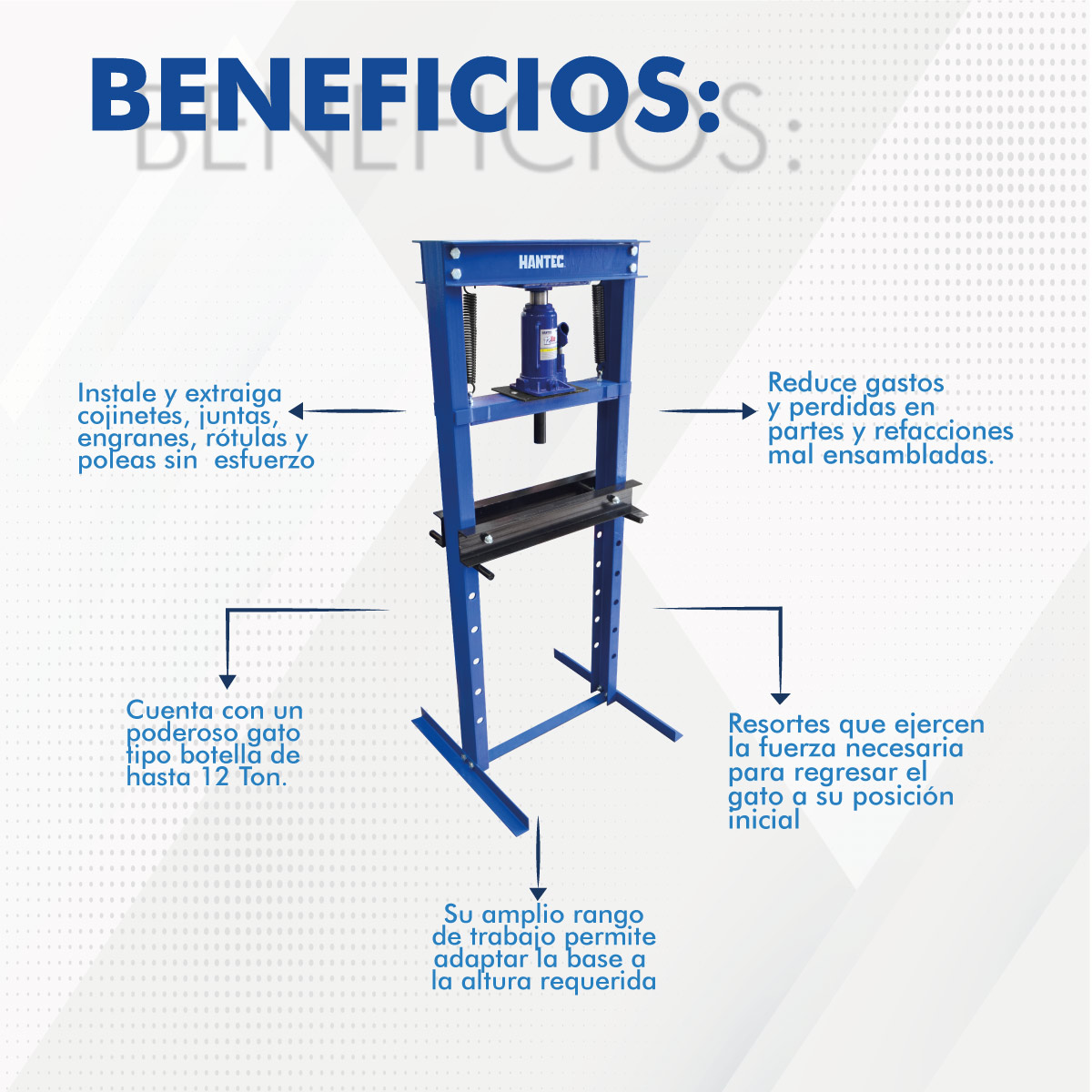 Foto 6 | Prensa Hidráulica de 12 Toneladas High Power Hantec color Azul