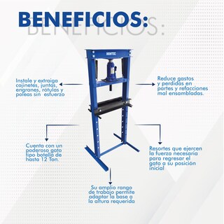 Foto 6 | Prensa Hidráulica de 12 Toneladas High Power Hantec color Azul