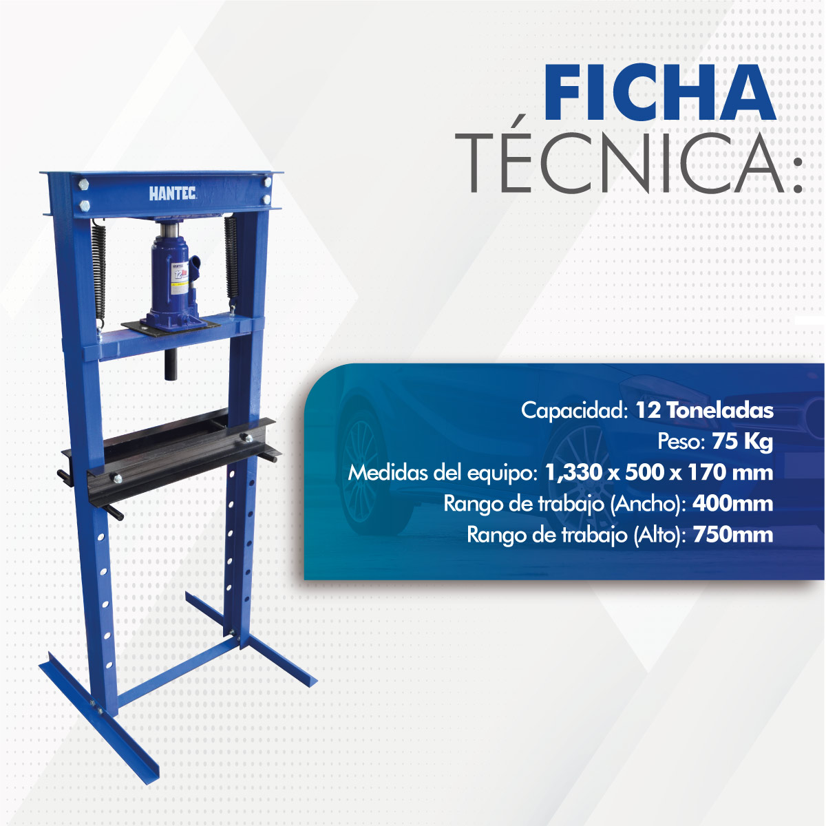 Foto 8 pulgar | Prensa Hidráulica de 12 Toneladas High Power Hantec color Azul