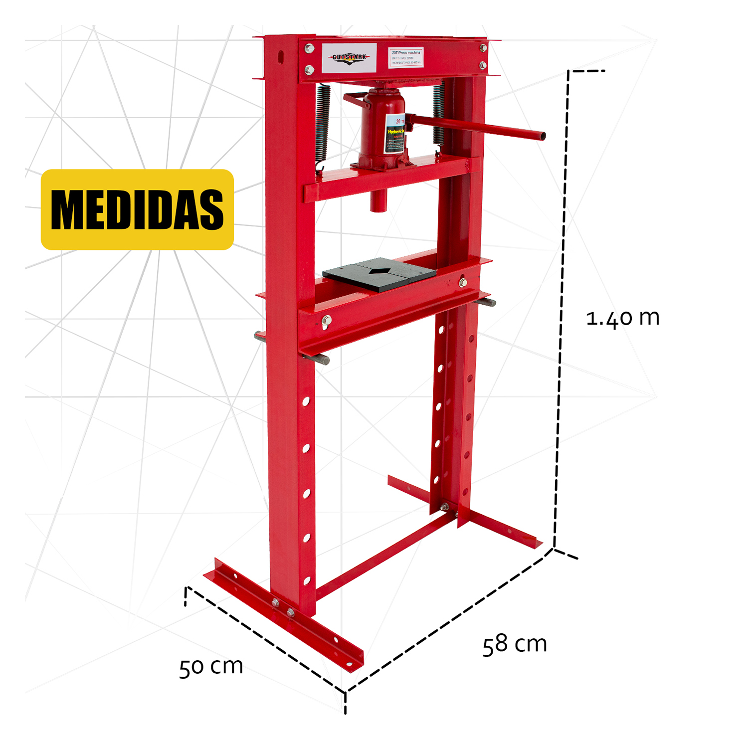 Foto 4 pulgar | Prensa Hidráulica Gato Gutstark color Rojo 20 Toneladas Acero