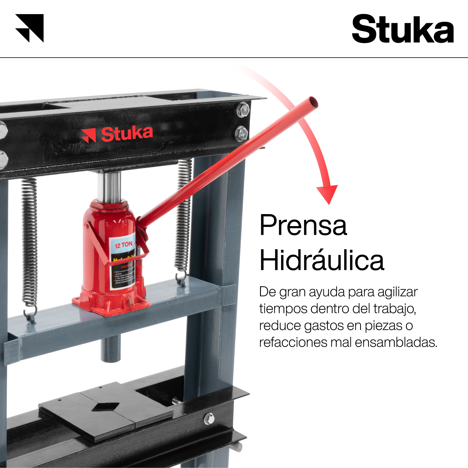 Foto 3 | Prensa Hidráulica Stuka Stph12t con Gato de Botella 12 Toneladas color Rojo-Negro