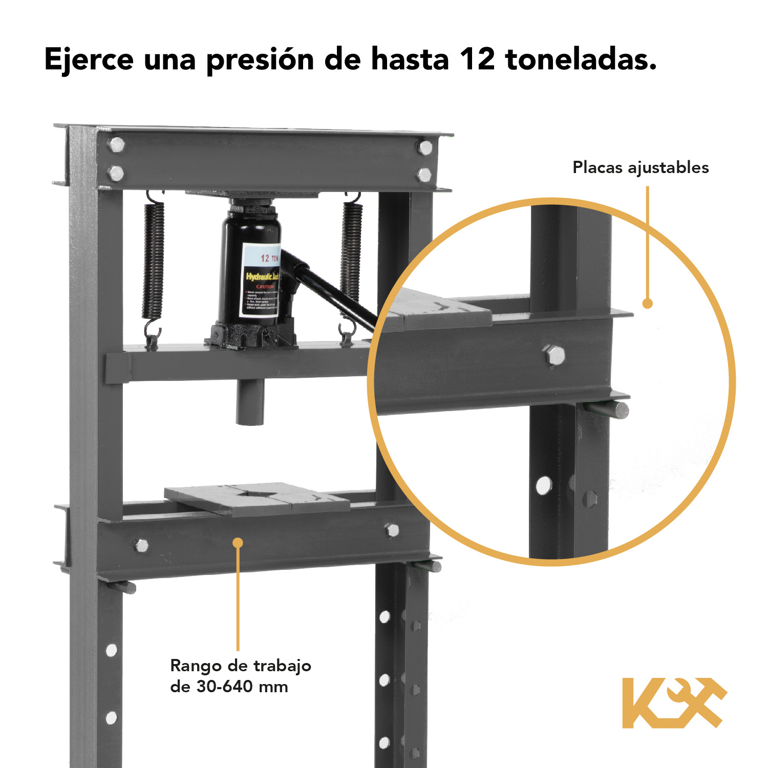 Foto 4 | Prensa Hidráulica Kingsman KMPR12T 12 Toneladas Acero Reforzado