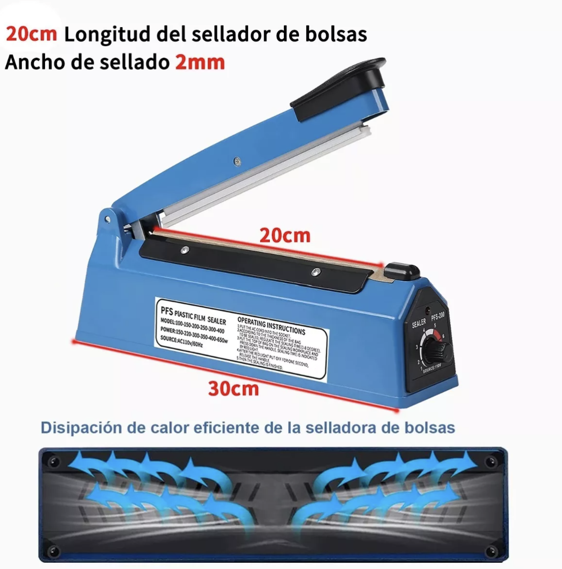 Foto 5 | Máquina De Selladora Térmico De Bolsas De Plástico De 20 Cm T