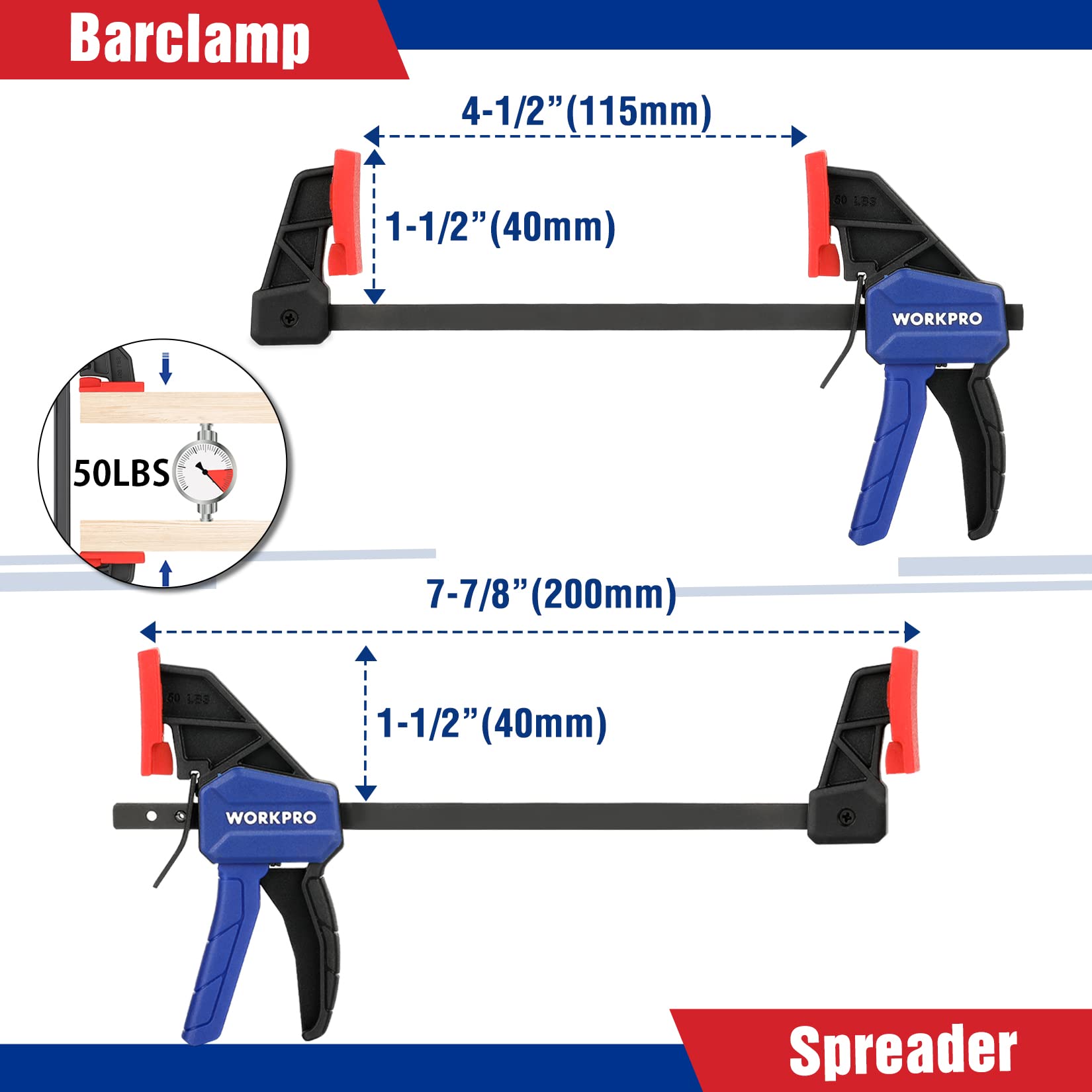 Foto 3 pulgar | Juego De Abrazaderas Workpro De 8 Piezas Para Carpintería Con Abrazaderas De 4 Barras - Venta Internacional.