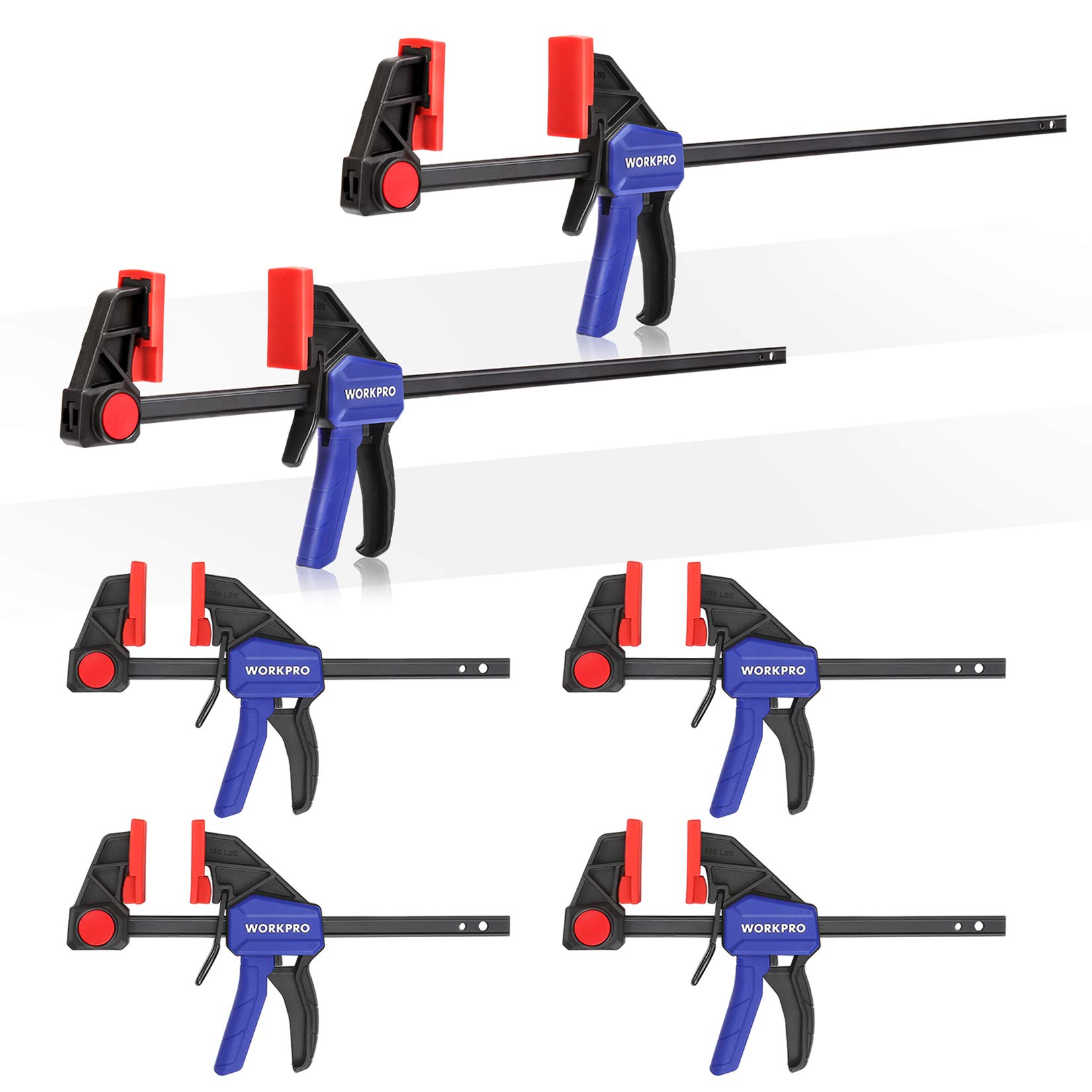 Foto 1 | Pinzas De Barra Workpro, Paquete De 6 Unidades, Abrazadera Y Separadora Con Una Mano, 15 Cm/30 Cm - Venta Internacional.