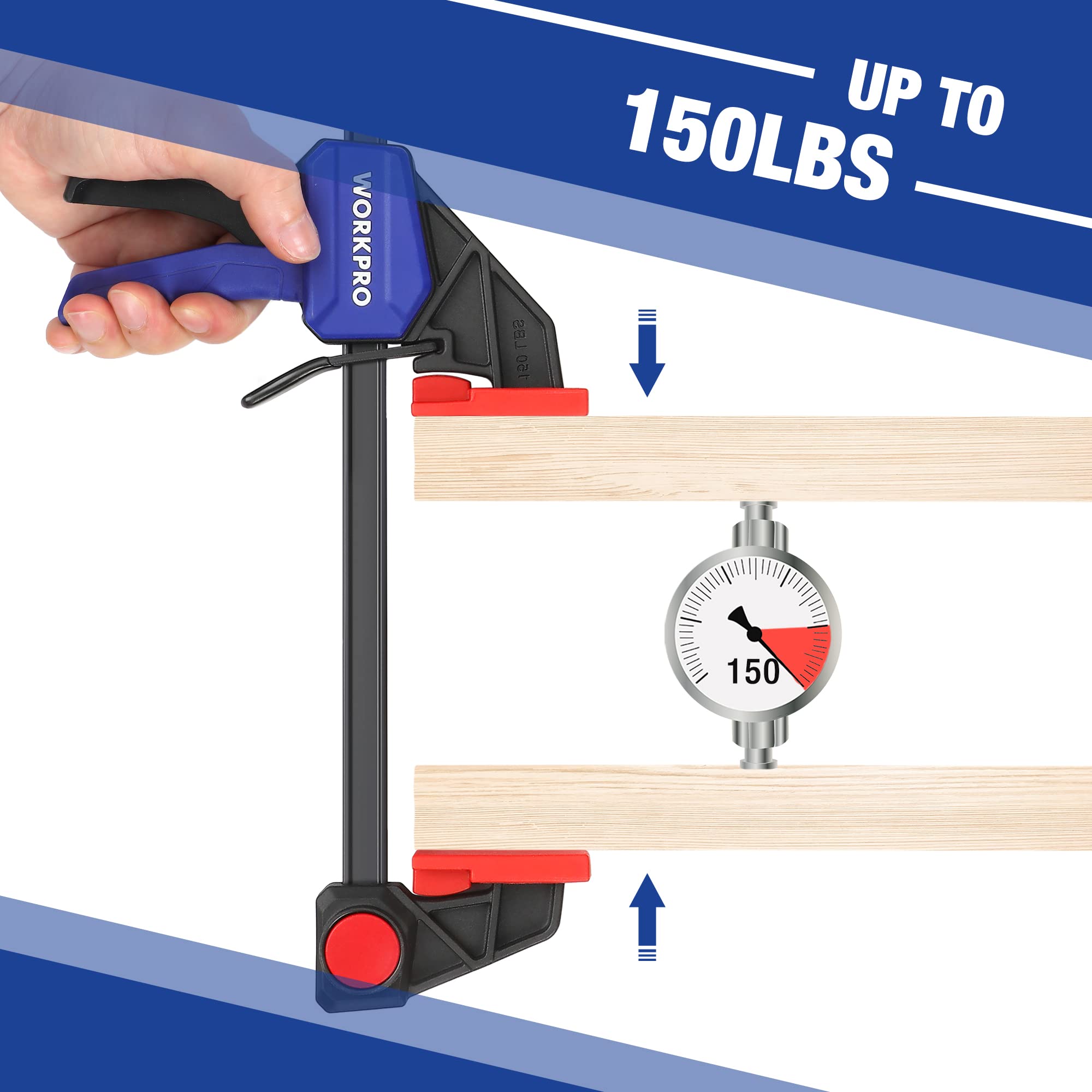 Foto 3 pulgar | Pinzas De Barra Workpro, Paquete De 6 Unidades, Abrazadera Y Separadora Con Una Mano, 15 Cm/30 Cm - Venta Internacional.