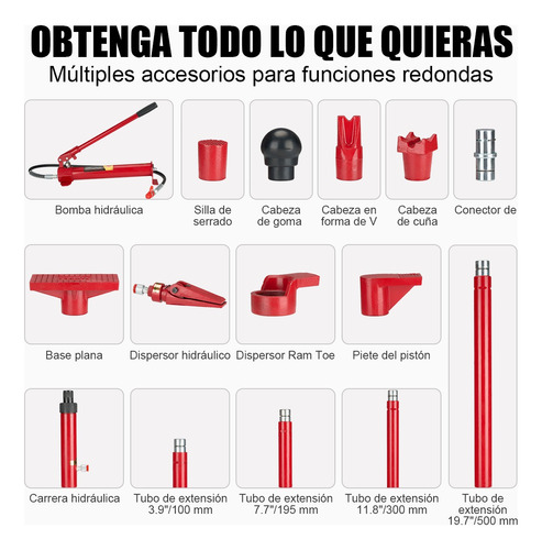 Foto 2 | Porta Power Kit Gato Hidraulico 10 Toneladas Portátil