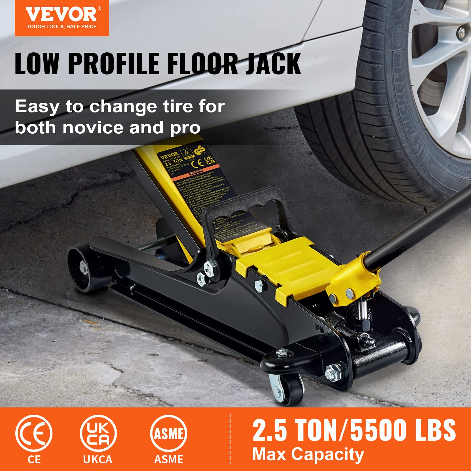 Foto 3 pulgar | Floor Jack Vevor De Acero Pesado De Perfil Bajo De 2,5 Toneladas - Venta Internacional.