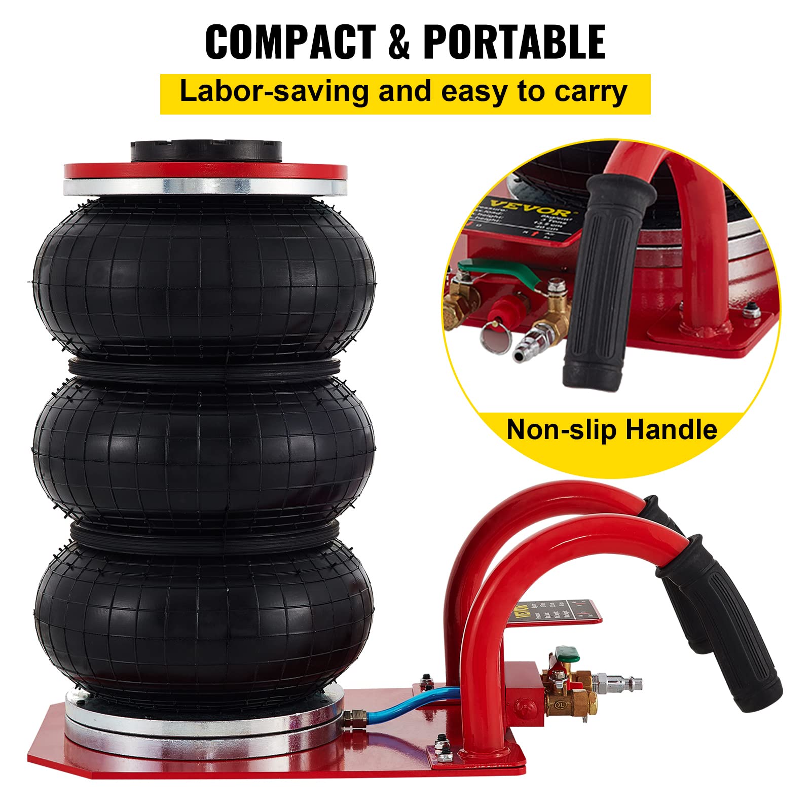 Foto 7 pulgar | Bolsa Triple Air Jack Vevor De 3 Toneladas Y 3000 Kg Para Coches, Color Rojo - Venta Internacional.