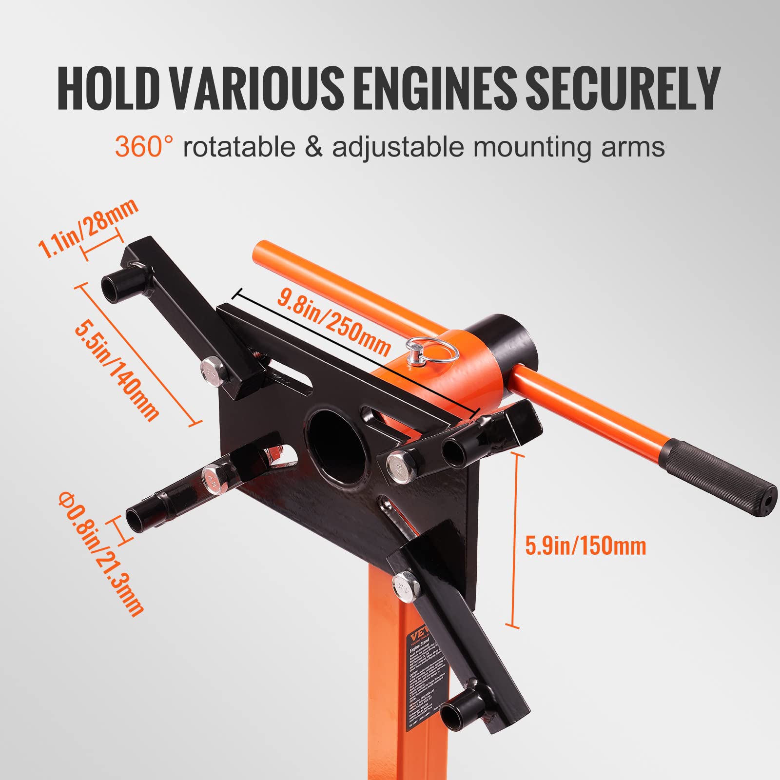 Foto 4 pulgar | Soporte De Motor Vevor De 3/8 Toneladas (340 Kg) Con Cabezal Ajustable En 360° - Venta Internacional.