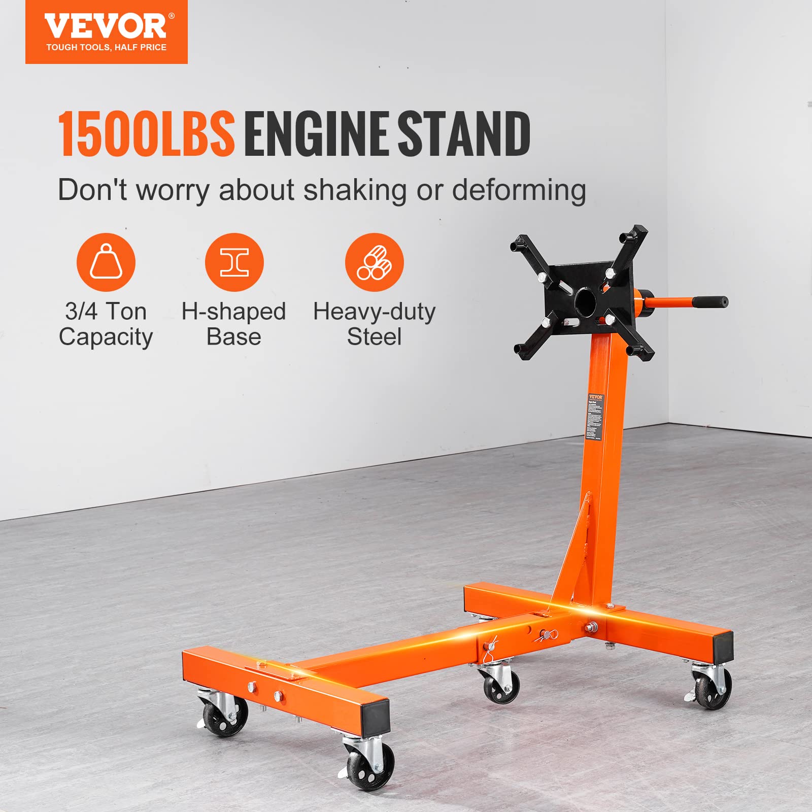 Foto 2 | Soporte De Motor Vevor De 3/4 Toneladas (1500 Libras) De Capacidad Con Cabezal De 360° - Venta Internacional.