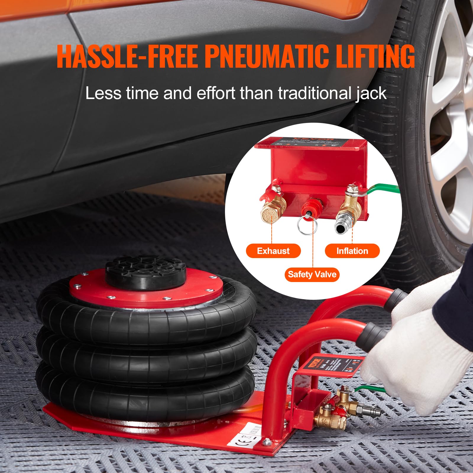 Foto 6 pulgar | Airbag Triple Jack Vevor De 3 Toneladas/6600 Libras, Rojo - Venta Internacional.