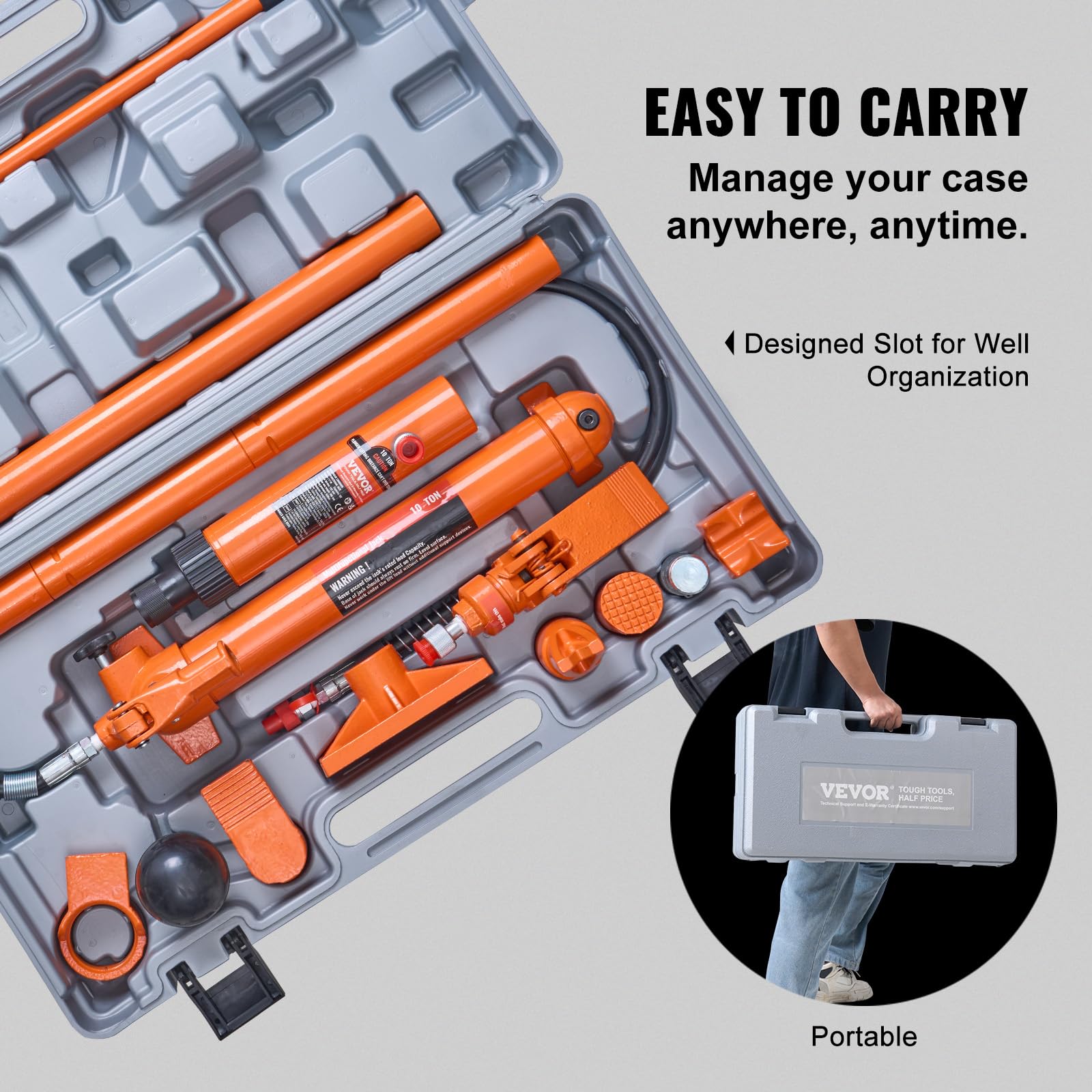 Foto 2 | Manguera De Aceite Porta Power Kit Vevor Con Conector Hidráulico De 12 Toneladas Y 1,4 M - Venta Internacional.