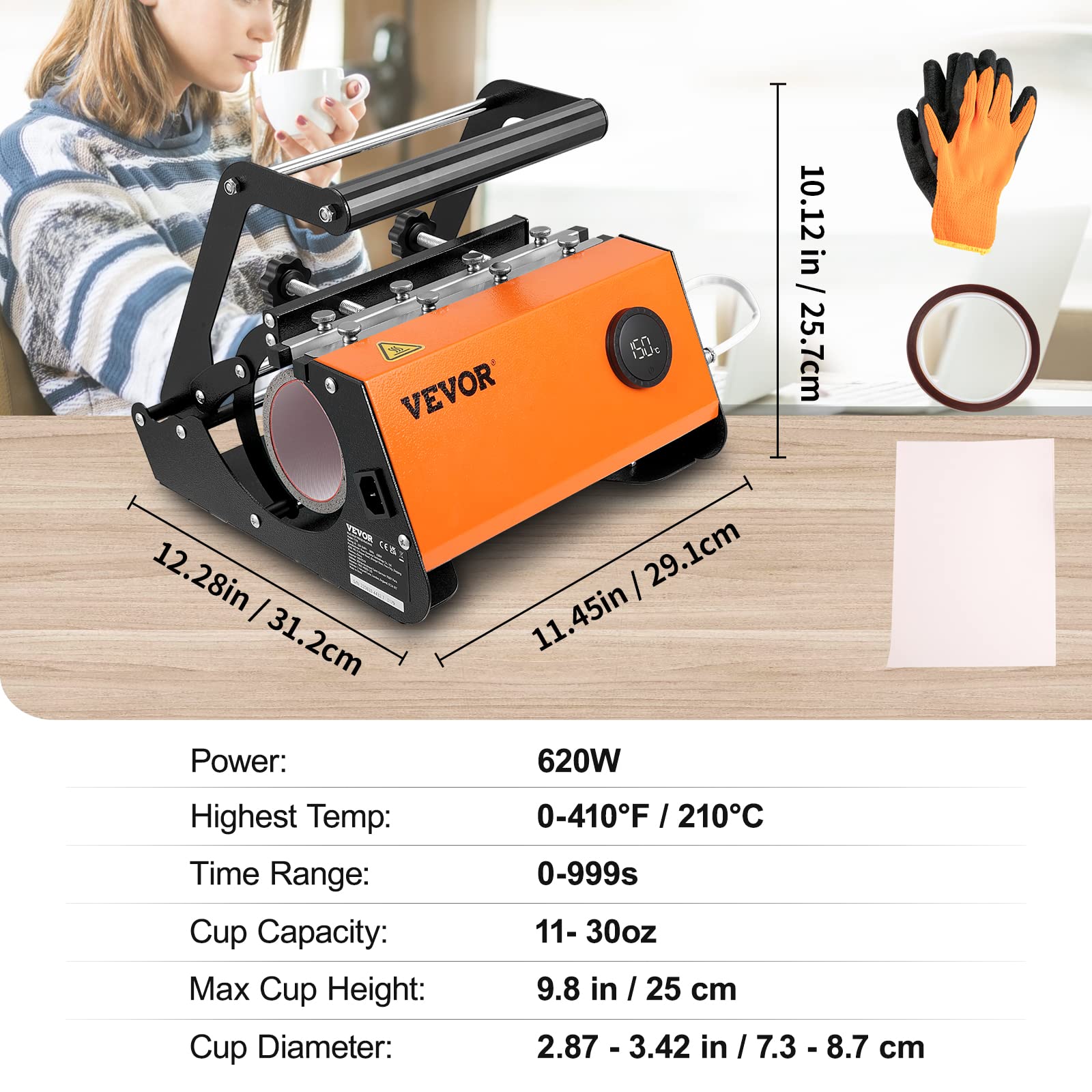 Foto 8 pulgar | Máquina De Prensado Térmico Vevor F270 Para Vasos De 900 Ml Y 600 Ml - Venta Internacional.