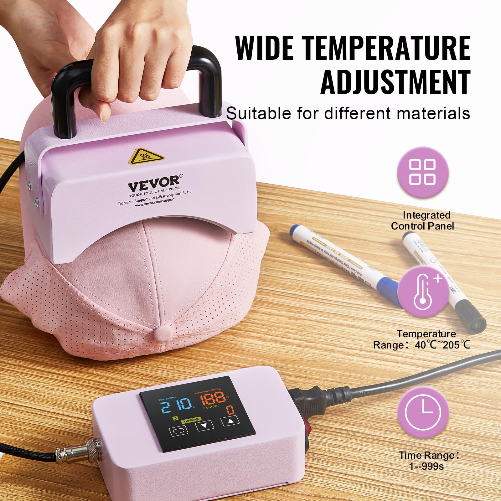 Foto 4 pulgar | Máquina Prensadora De Sombreros Vevor Mini Hat Heat Press Para Gorras, Color Morado - Venta Internacional.