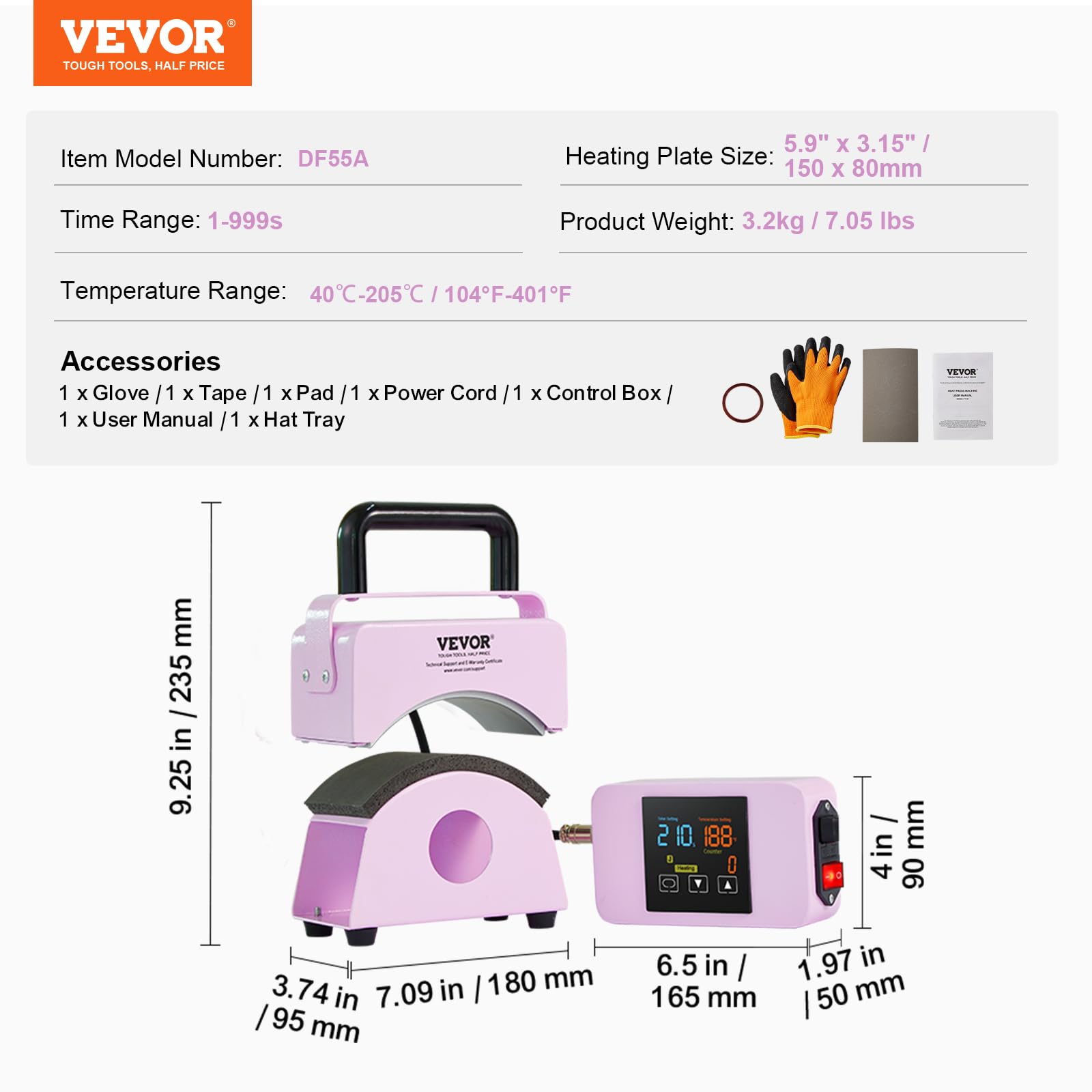 Foto 7 | Máquina Prensadora De Sombreros Vevor Mini Hat Heat Press Para Gorras, Color Morado - Venta Internacional.