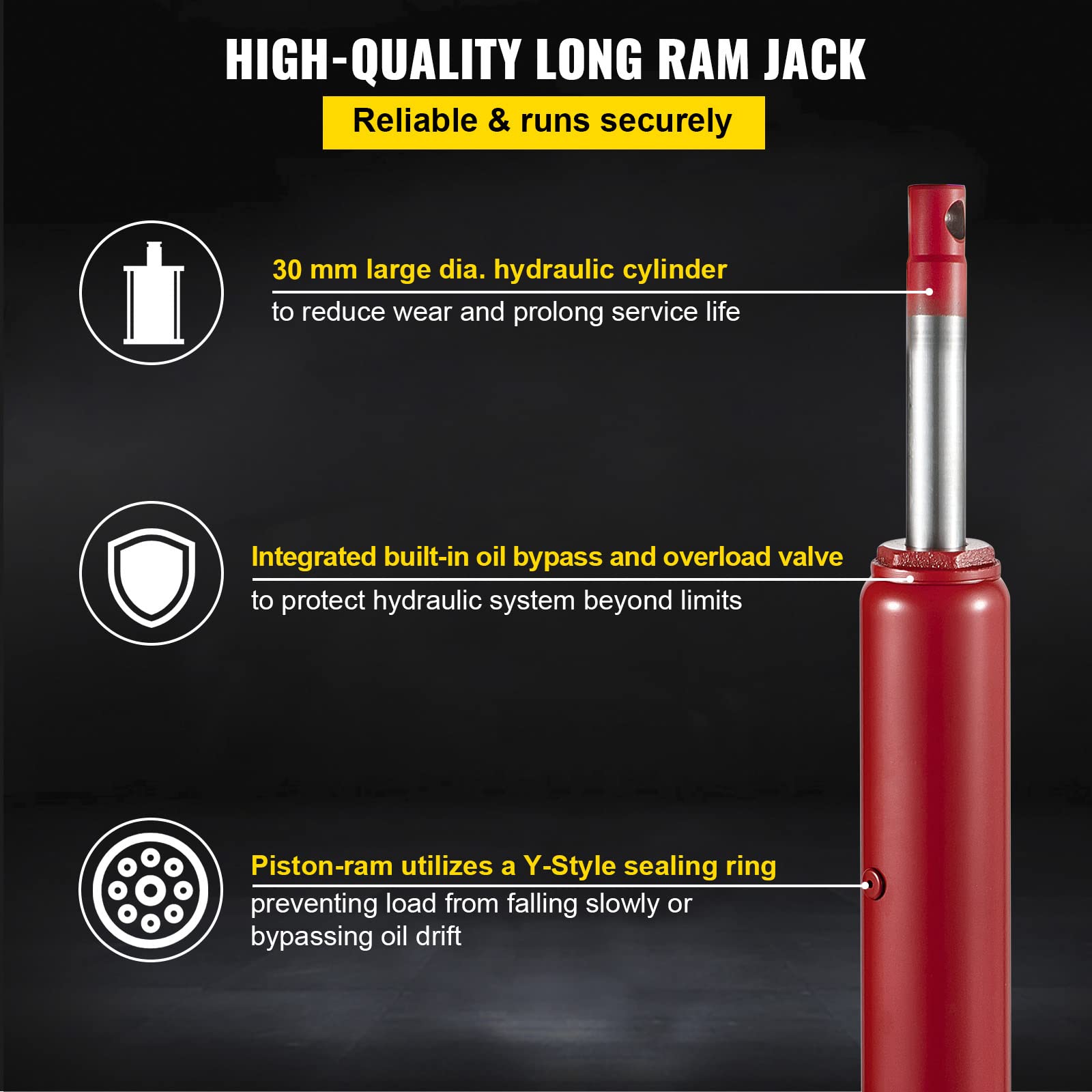 Foto 5 pulgar | Jack Vevor Hidráulico De Ariete Largo 8t/8000 Kg Con Bomba De Doble Pistón - Venta Internacional.