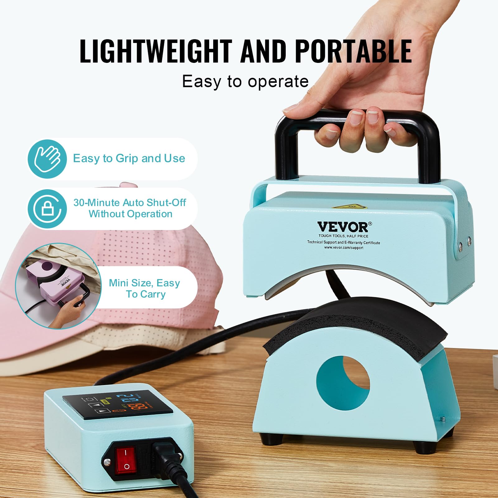 Foto 5 | Máquina Prensadora De Sombreros Vevor Mini Hat Heat Press Para Gorras, Color Verde - Venta Internacional.