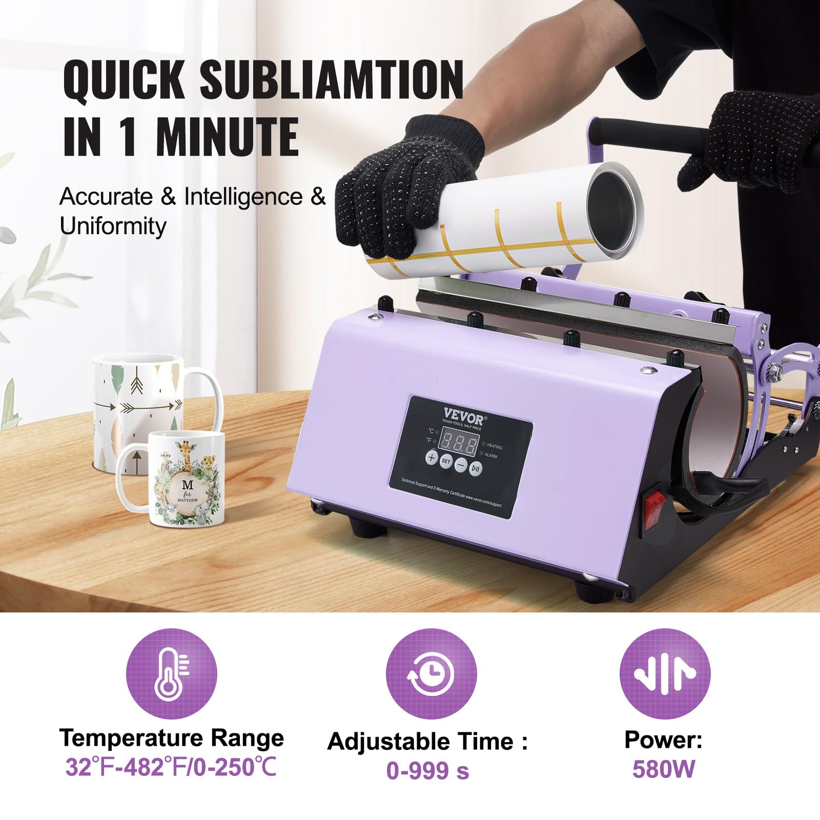 Foto 4 | Máquina De Prensado Térmico Tumbler Vevor 325-900 Ml Con Kit De Sublimación - Venta Internacional.