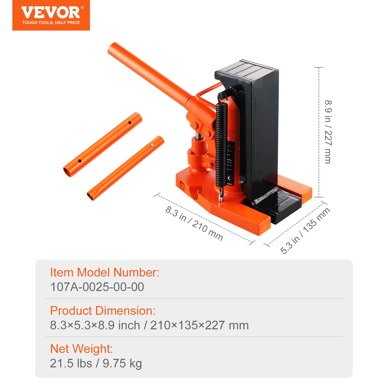 Foto 7 | Puntera Hidráulica Vevor De 2.5 Toneladas En La Punta, 5 Toneladas En La Parte Superior - Venta Internacional.