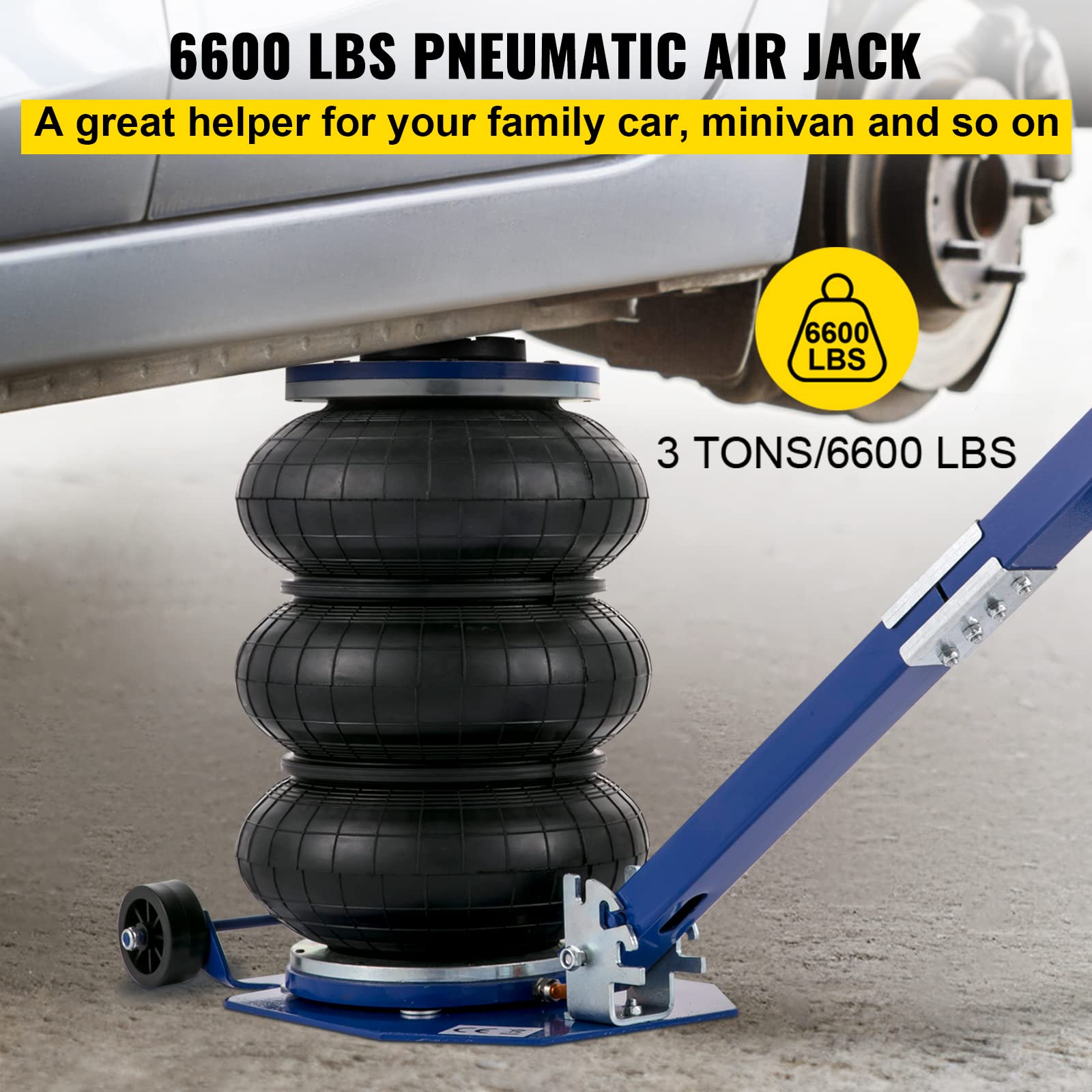 Foto 3 pulgar | Bolsa Triple Air Jack Vevor De 3 Toneladas Y 3000 Kg Para Coches, Color Azul - Venta Internacional.