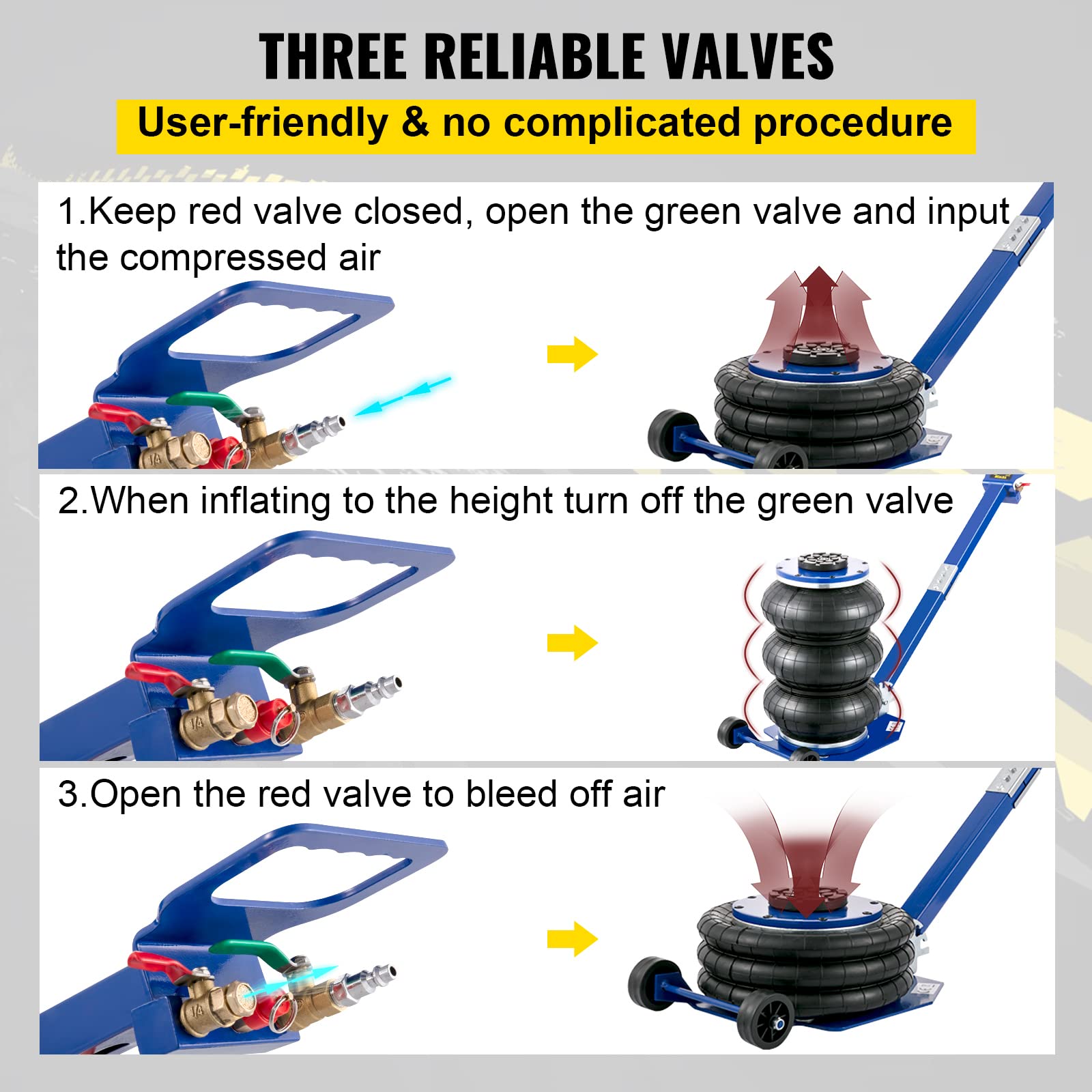 Foto 5 | Bolsa Triple Air Jack Vevor De 3 Toneladas Y 3000 Kg Para Coches, Color Azul - Venta Internacional.