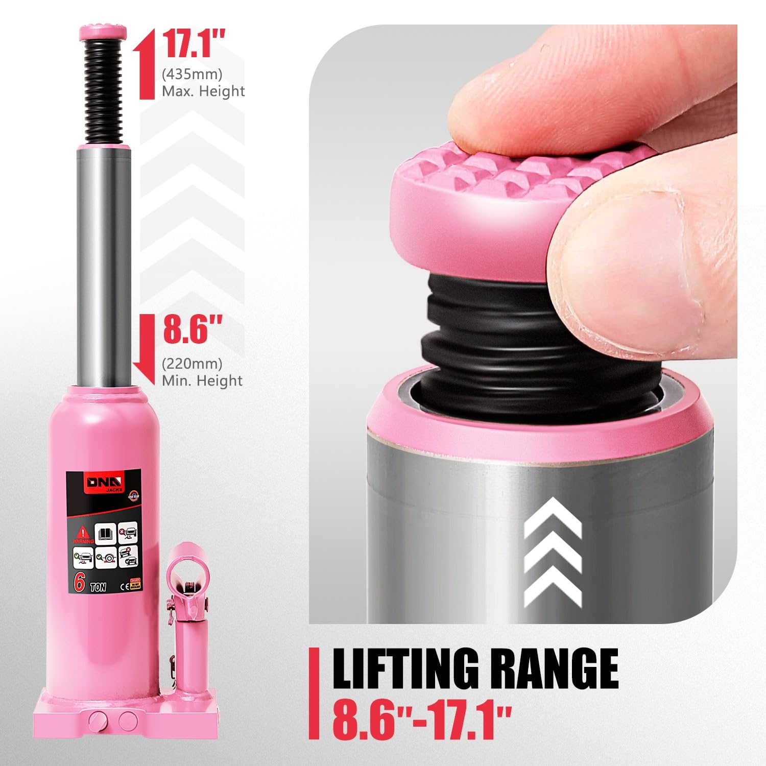 Foto 3 pulgar | Botella Hidráulica Jack Dna Motoring De 6 Toneladas/6.000 Kg, Color Rosa - Venta Internacional.