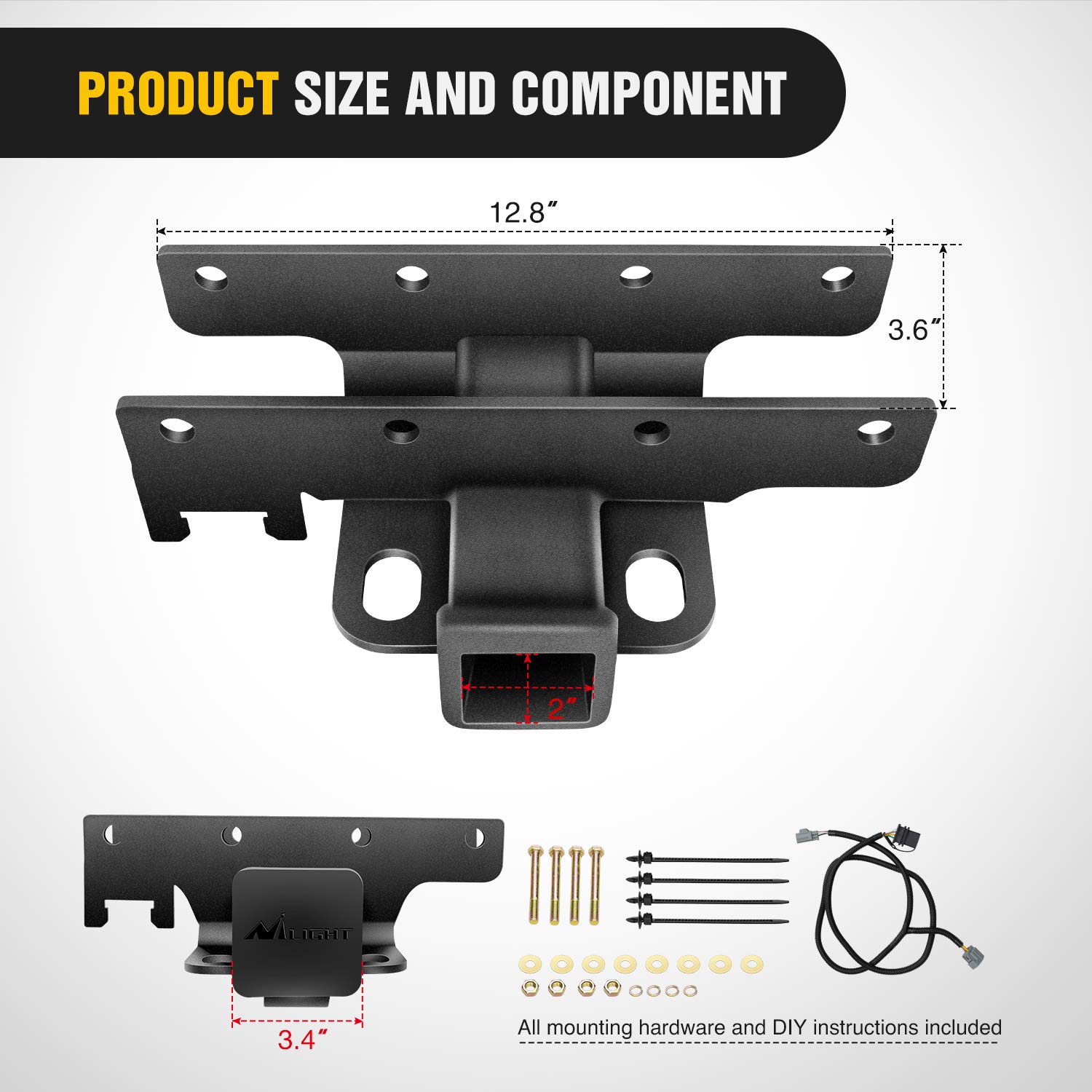 Foto 3 pulgar | Kit Receptor De Enganche De Remolque Nilight Jk-61a Para Jeep Wrangler Jk 2007-2018 - Venta Internacional.