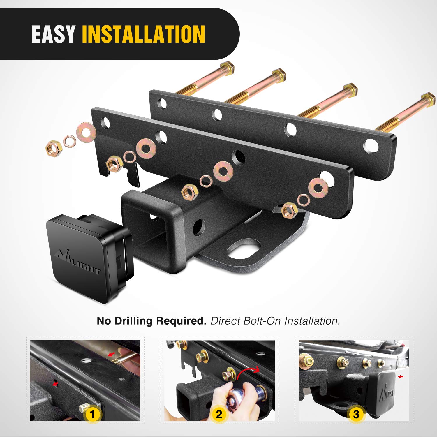 Foto 6 pulgar | Kit Receptor De Enganche De Remolque Nilight Jk-61a Para Jeep Wrangler Jk 2007-2018 - Venta Internacional.