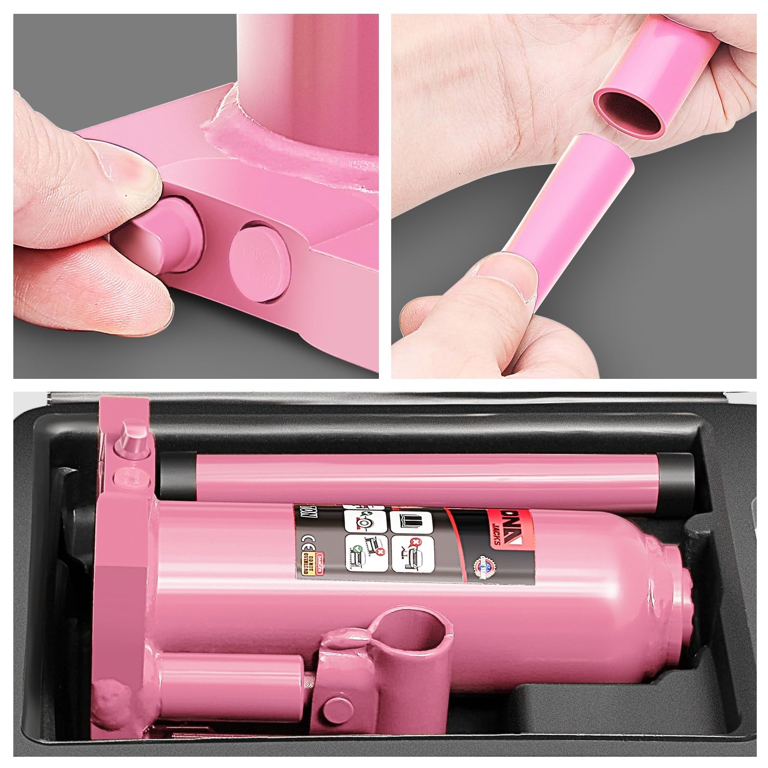 Foto 7 pulgar | Botella Hidráulica Jack Dna Motoring De 4 Toneladas/4.000 Kg, Color Rosa - Venta Internacional.