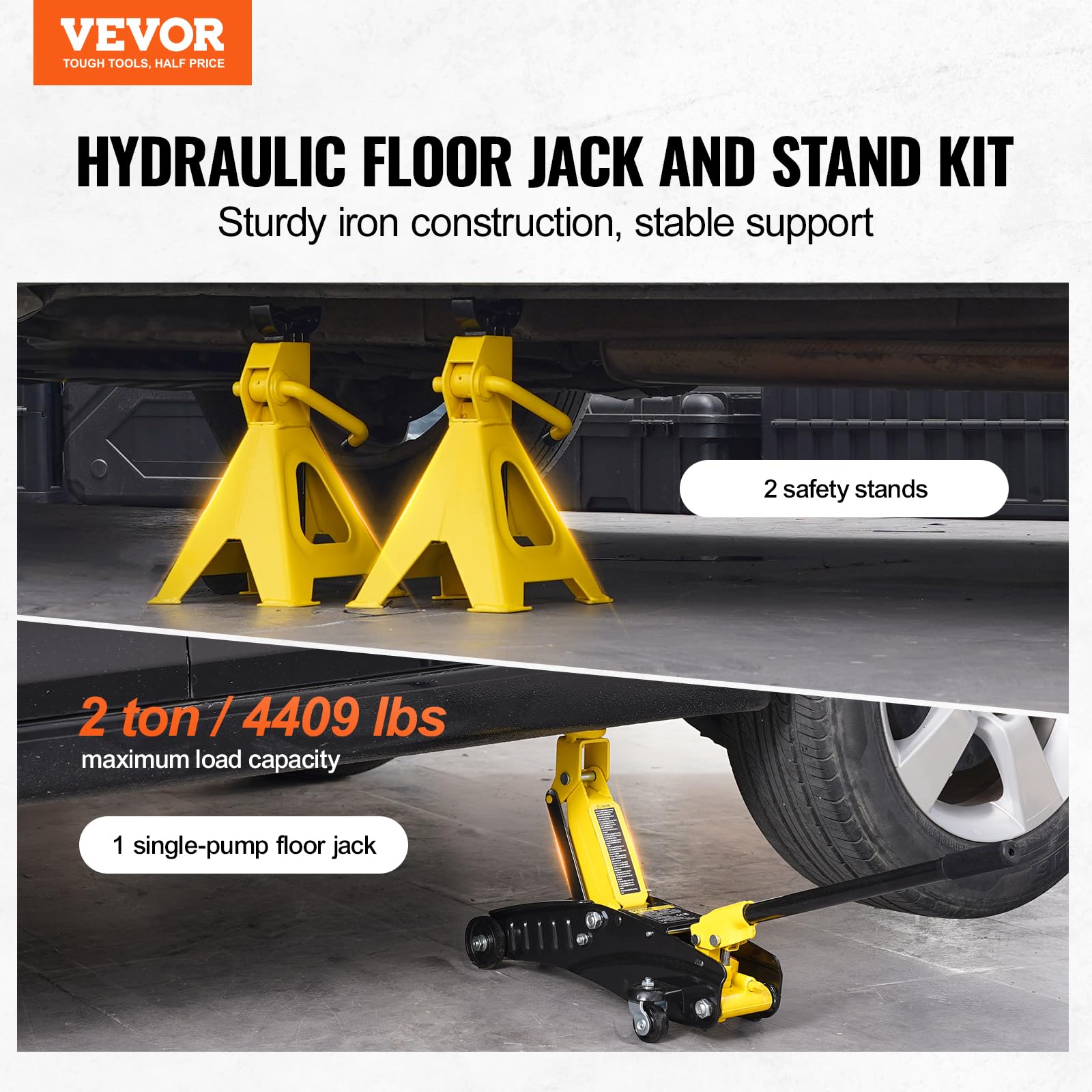 Foto 3 pulgar | Hidráulica De Hierro Floor Jack Vevor De Perfil Bajo De 2 Toneladas (2000 Kg) - Venta Internacional.
