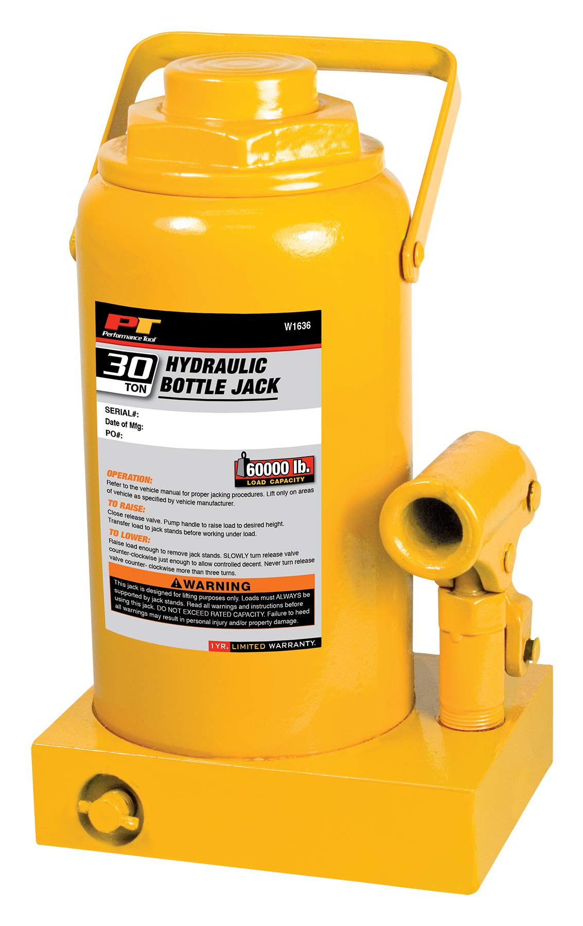 Botellero Hidráulico Jack Performance Tool W1636 De 30 Toneladas - Venta Internacional.