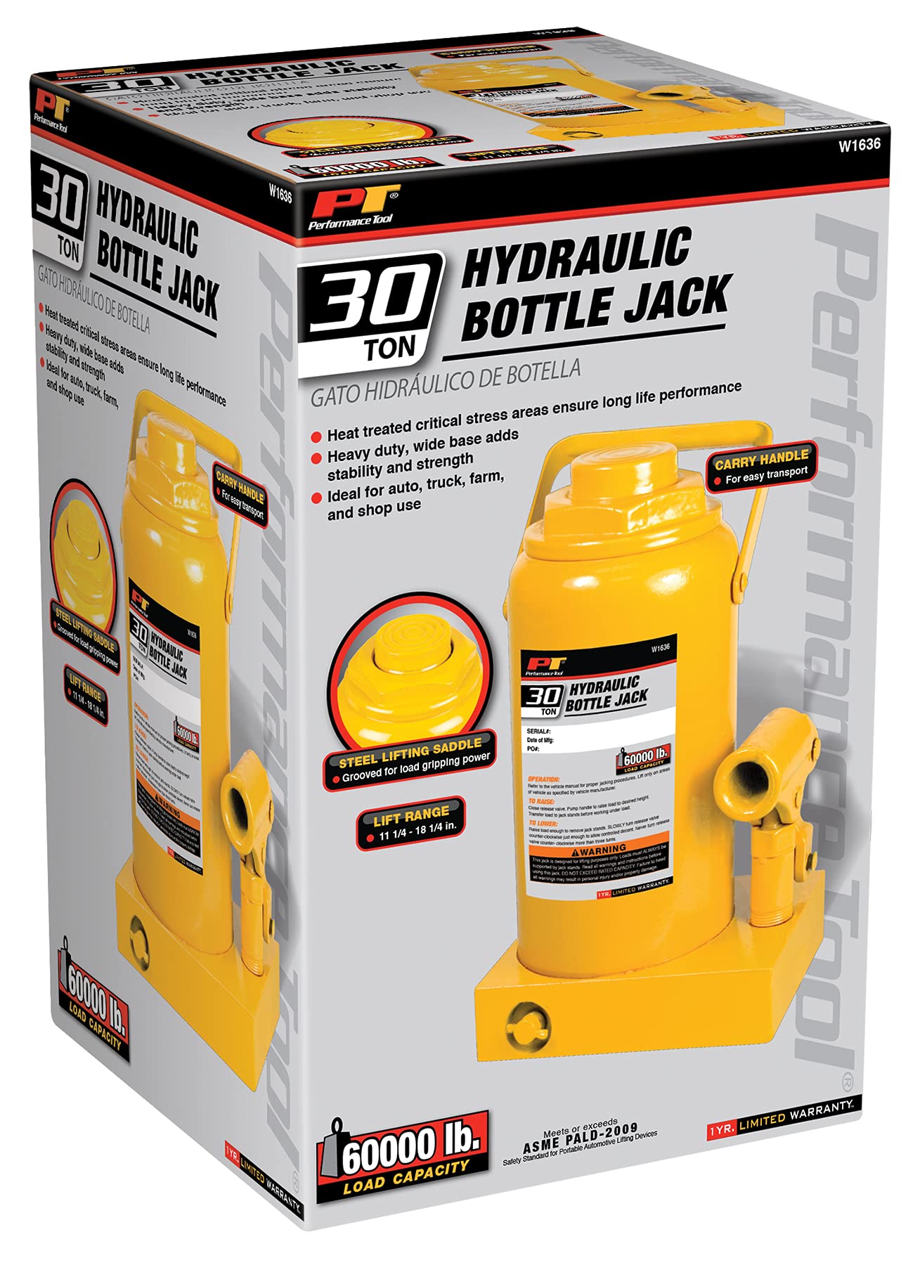 Foto 4 pulgar | Botellero Hidráulico Jack Performance Tool W1636 De 30 Toneladas - Venta Internacional.
