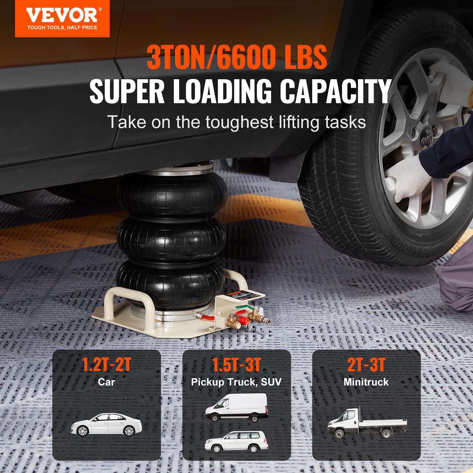 Foto 4 pulgar | Airbag Triple Air Jack Vevor De 3 Toneladas/6600 Libras, Color Blanco - Venta Internacional.