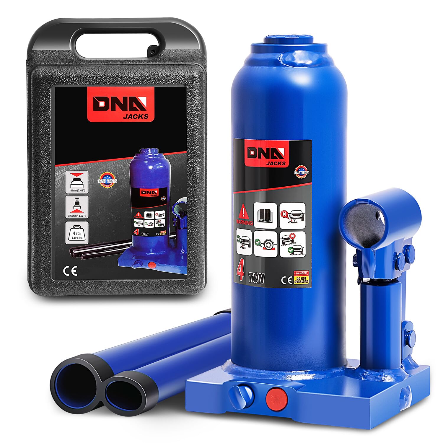 Botella Hidráulica Jack Dna Motoring 4 Toneladas/4.000 Kg Azul - Venta Internacional.