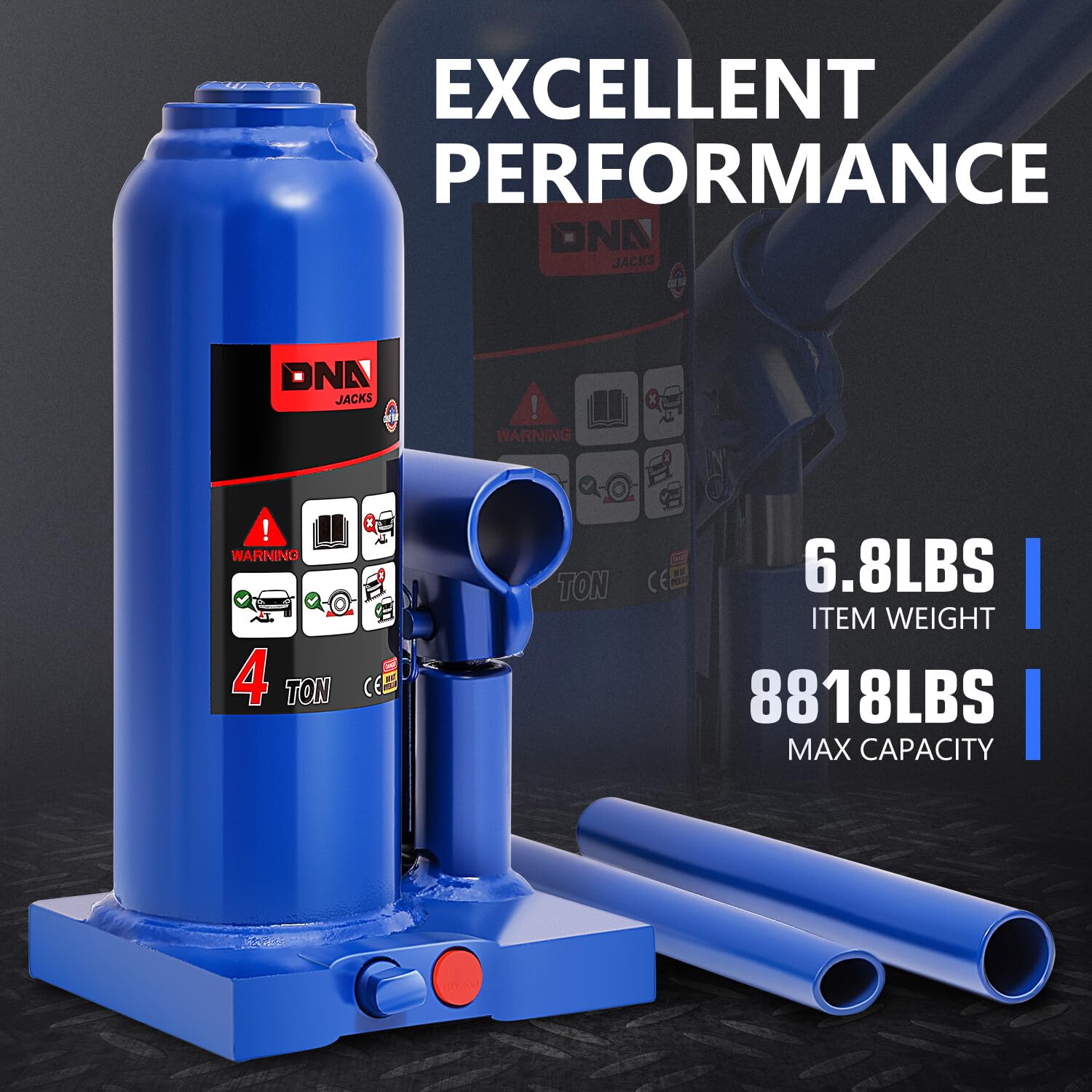 Foto 4 | Botella Hidráulica Jack Dna Motoring 4 Toneladas/4.000 Kg Azul - Venta Internacional.