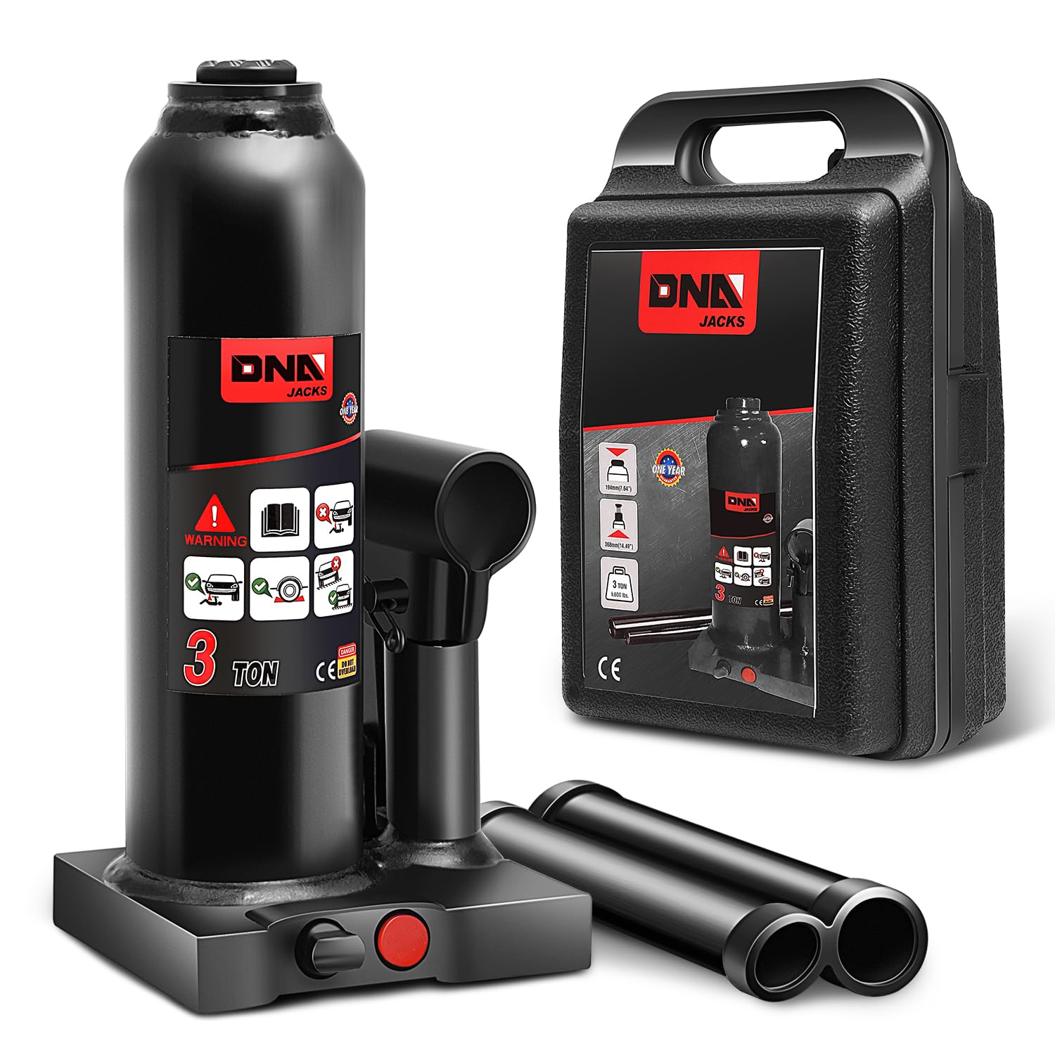 Botella Jack Dna Motoring De 3 Toneladas/3000 Kg De Capacidad De Elevación - Venta Internacional.