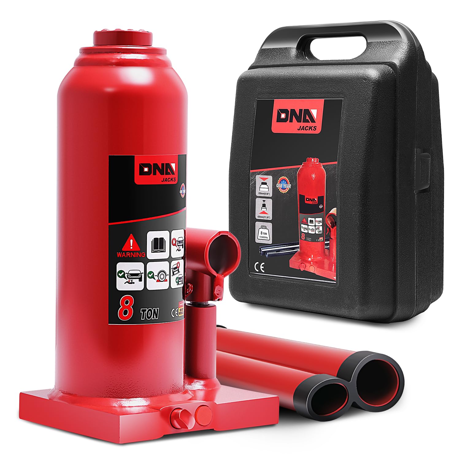 Botella Hidráulica Jack Dna Motoring 8 Toneladas/8.000 Kg Roja - Venta Internacional.