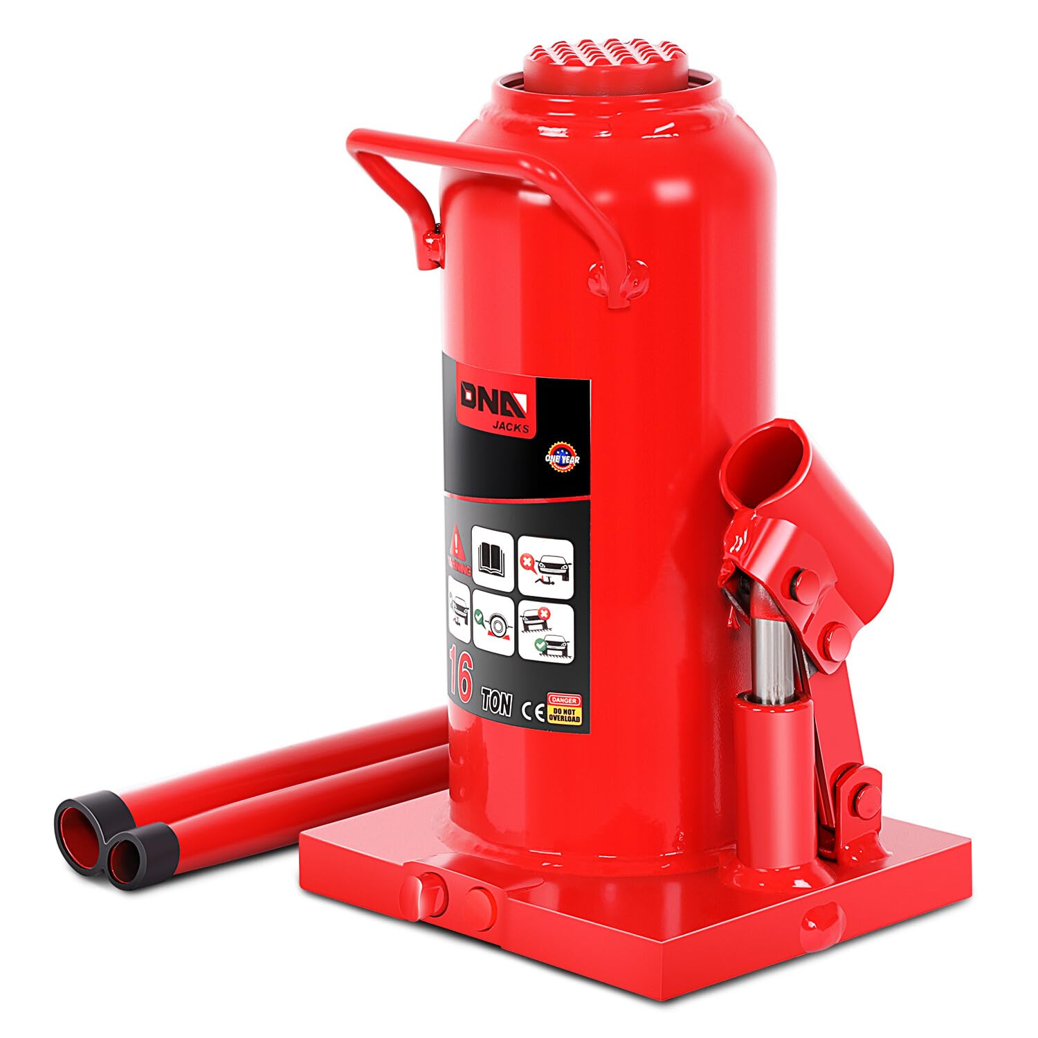 Botella Hidráulica Jack Dna Motoring 16 Toneladas/16.000 Kg Roja - Venta Internacional.