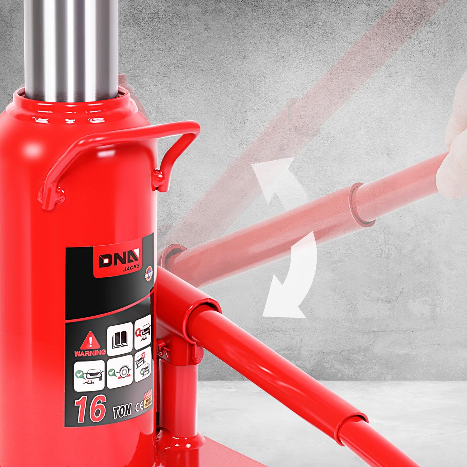 Foto 7 | Botella Hidráulica Jack Dna Motoring 16 Toneladas/16.000 Kg Roja - Venta Internacional.