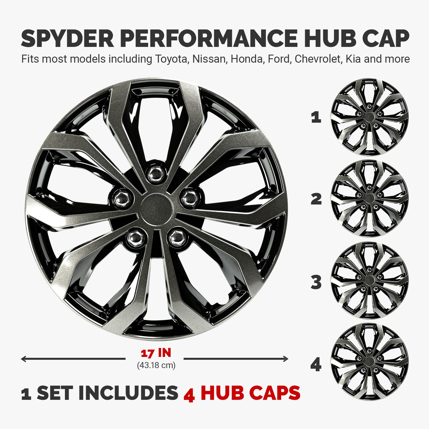 Foto 3 pulgar | Cubiertas De Rueda Hubcap Pilot Automotive Wh138-17gb 43 Cm - Venta Internacional.