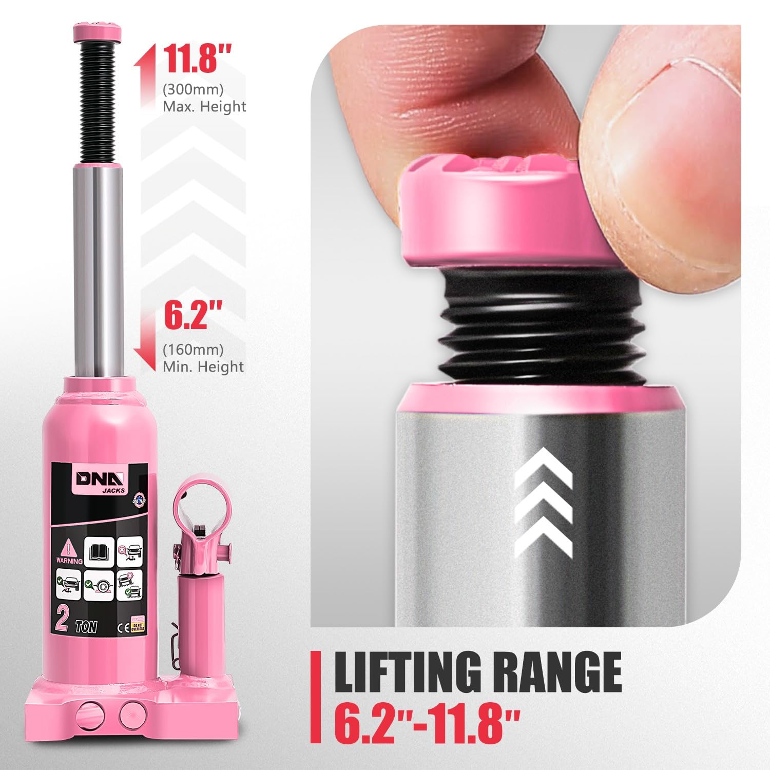 Foto 4 pulgar | Botella Hidráulica Jack Dna Motoring 2 Toneladas/2.000 Kg Rosa - Venta Internacional.